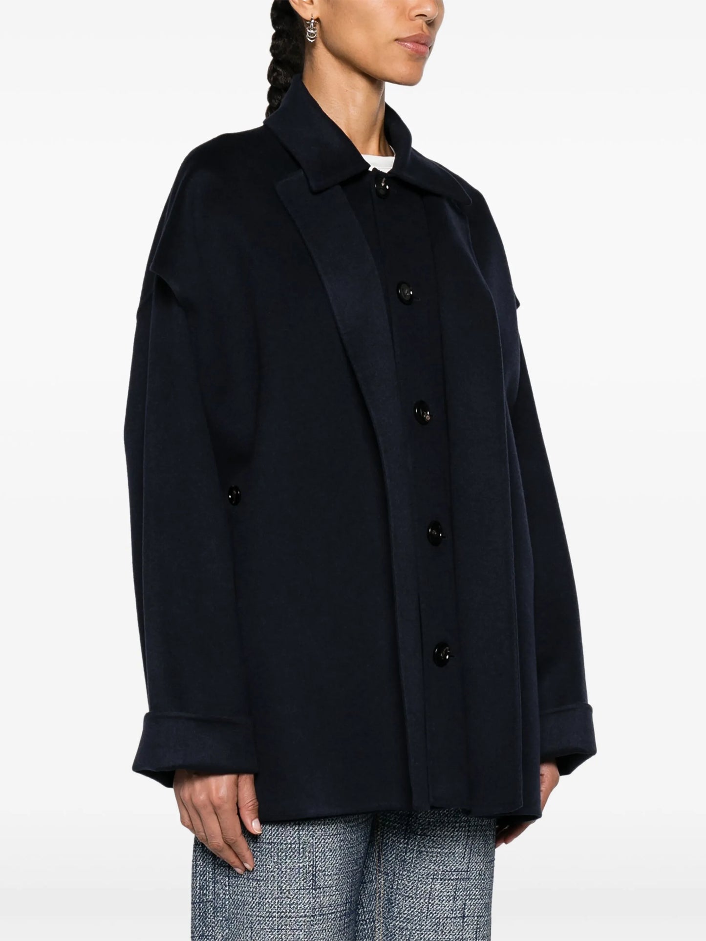 layered wool blend jacket