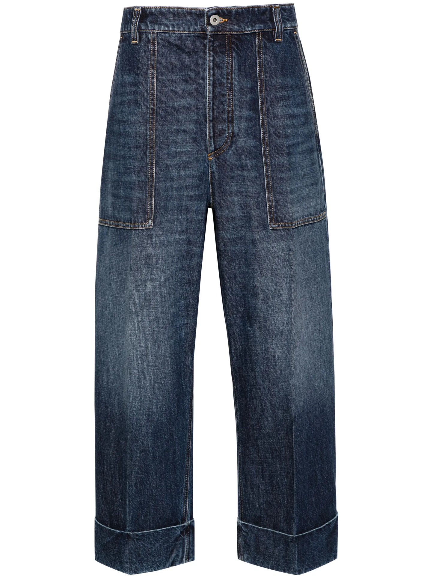 cuffed high-rise straight jeans