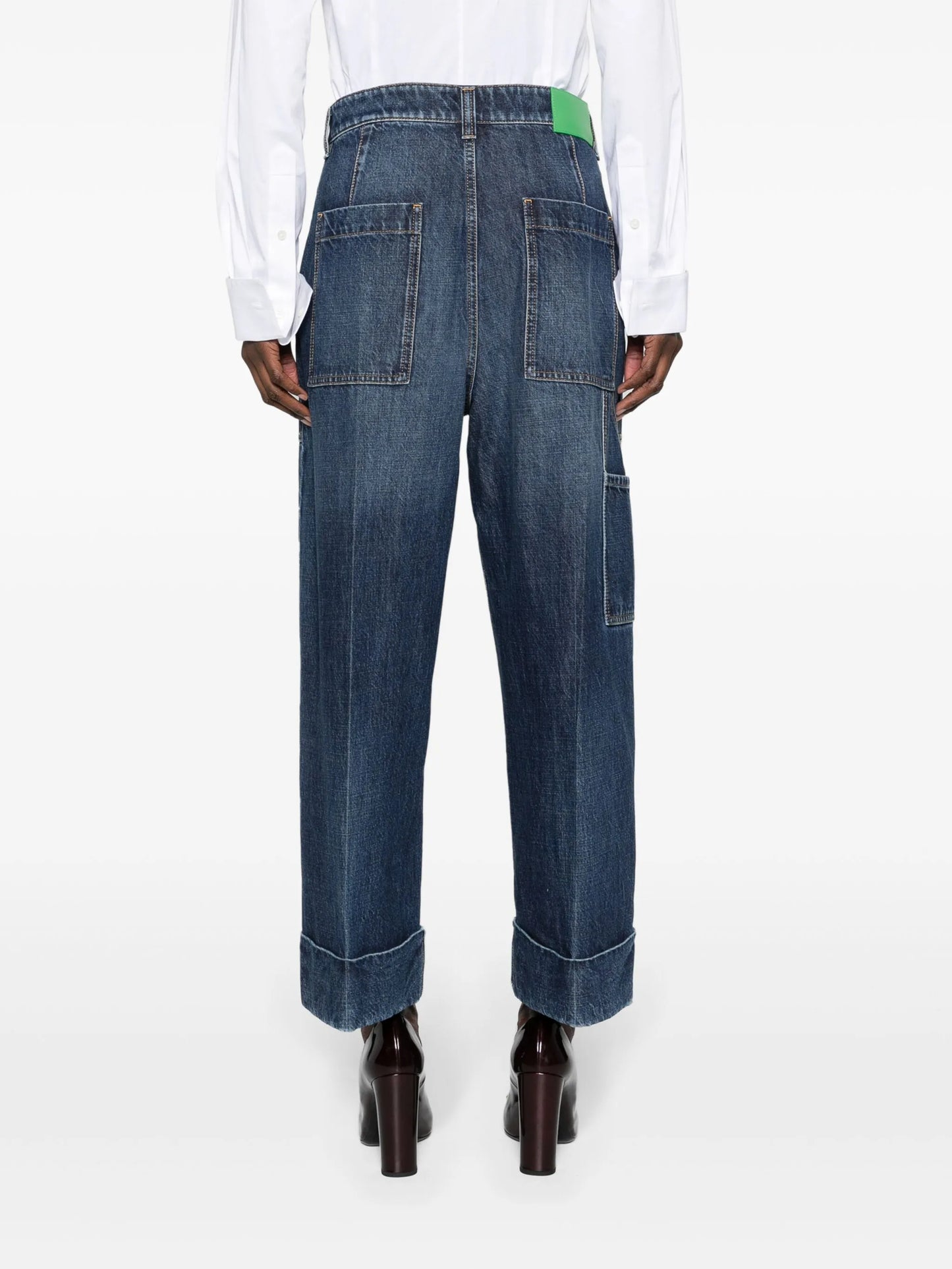 cuffed high-rise straight jeans