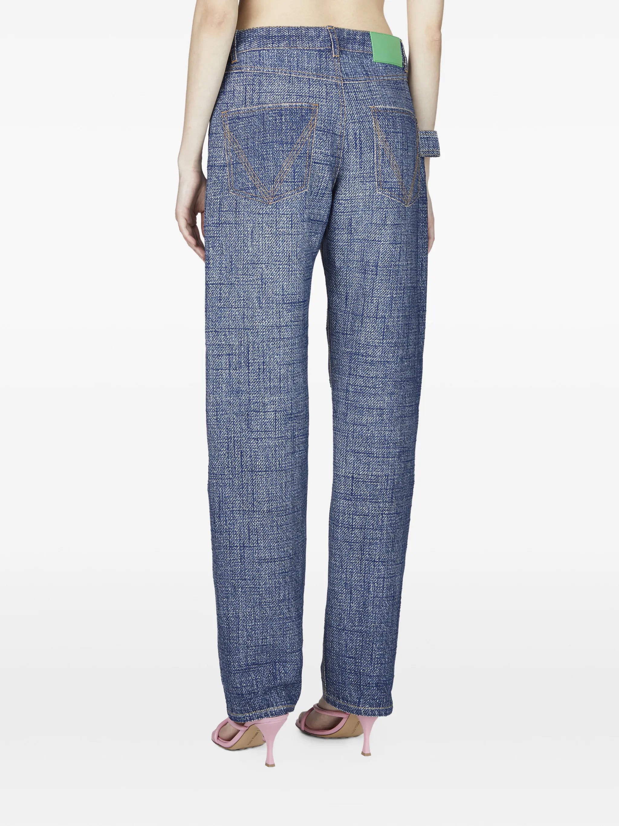 denim-texture trousers