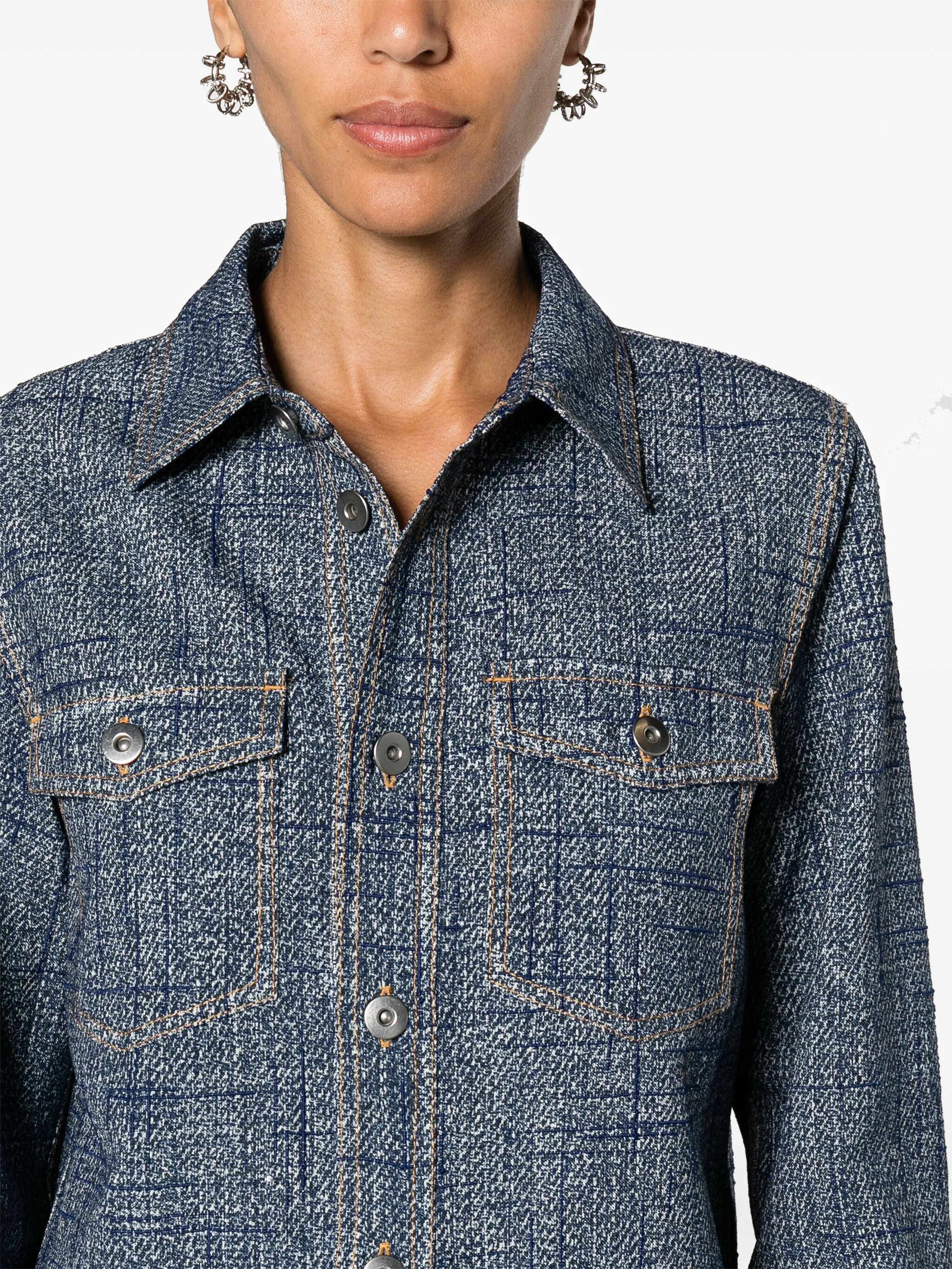 denim-texture overshirt