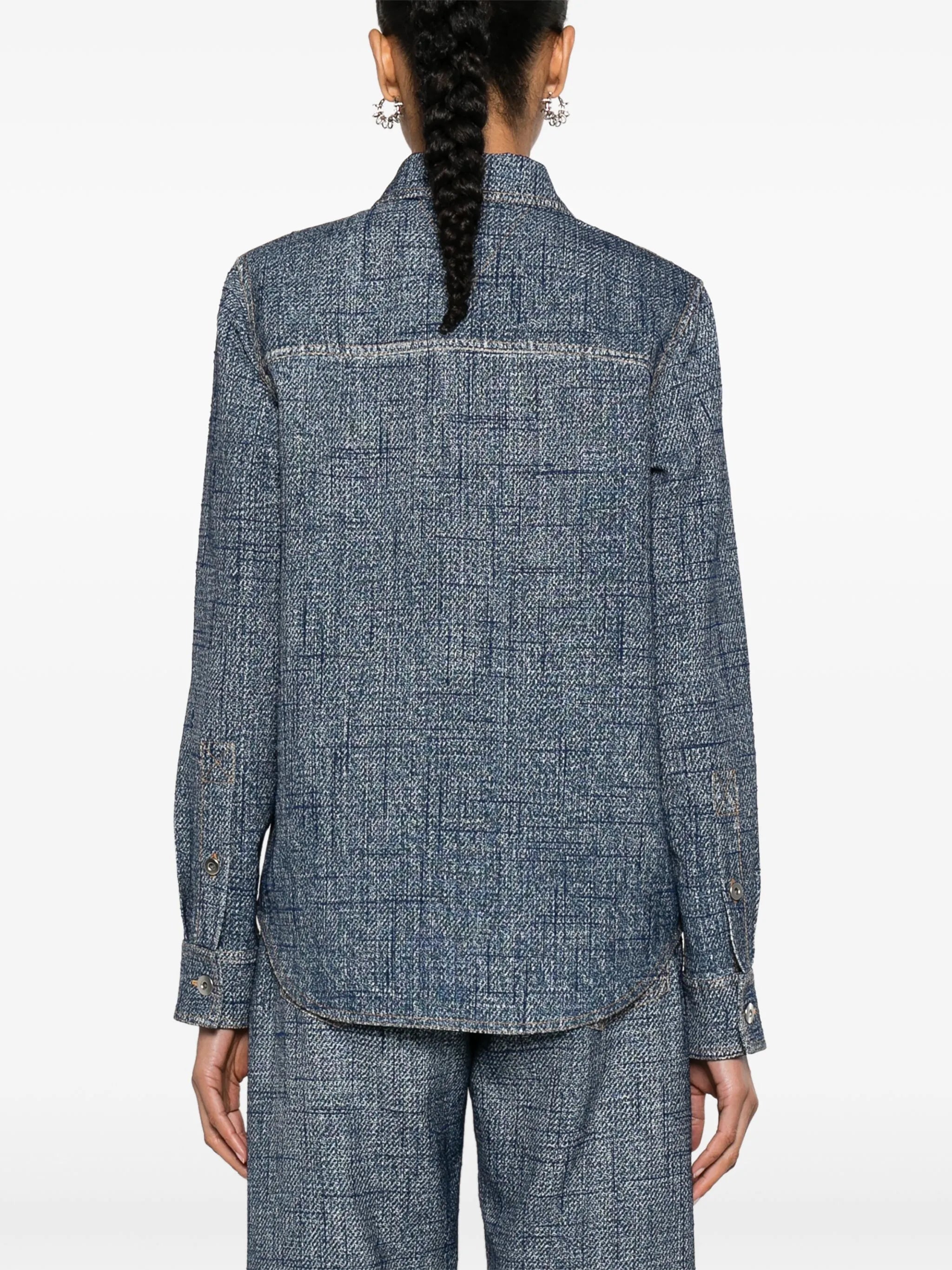 denim-texture overshirt