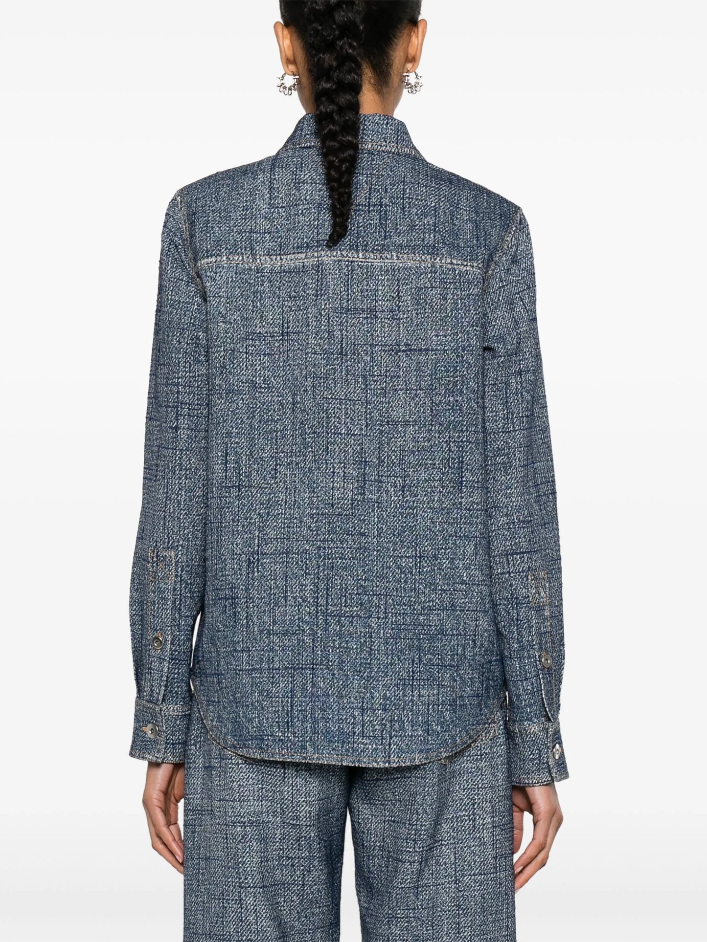 denim-texture overshirt