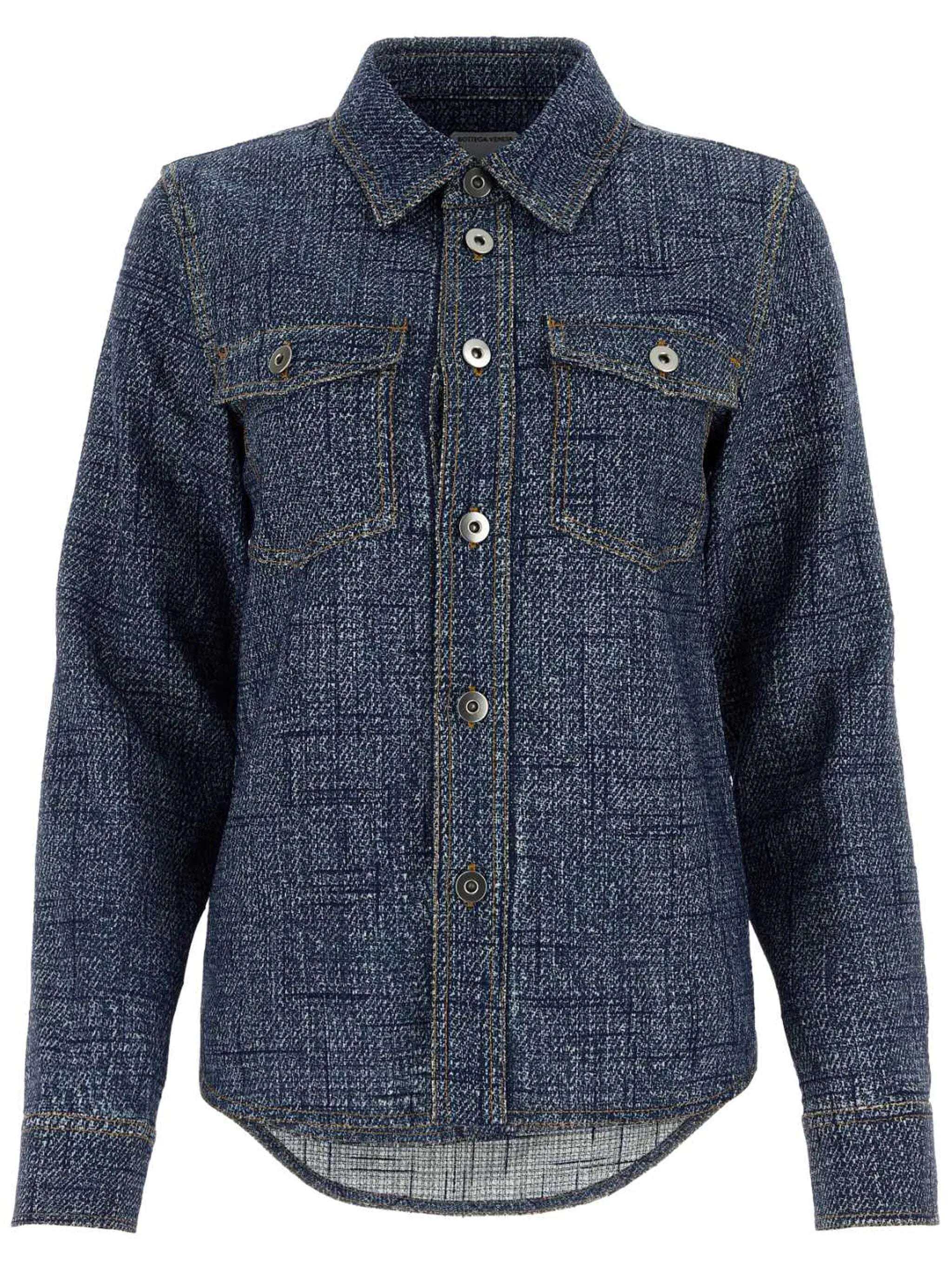 denim-texture overshirt