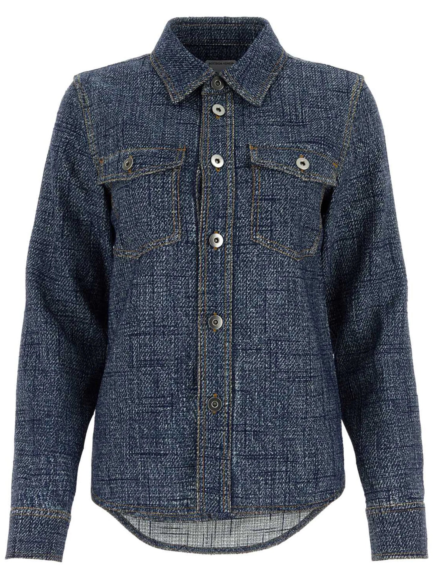 denim-texture overshirt