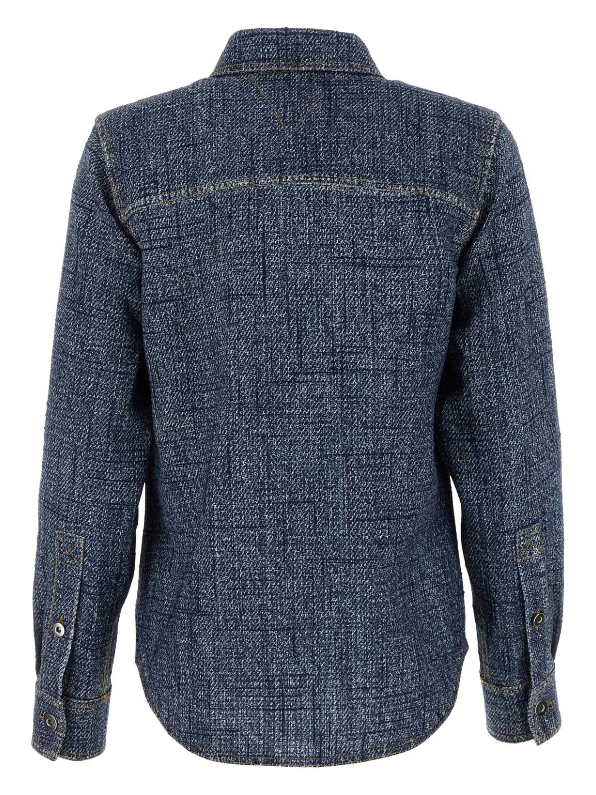 denim-texture overshirt