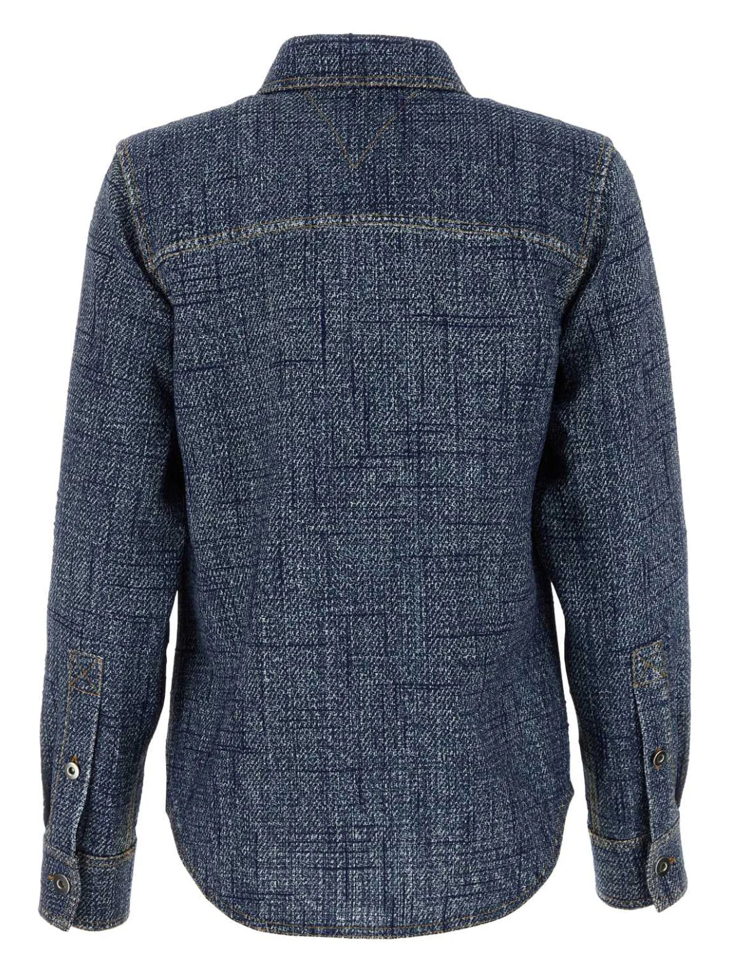 denim-texture overshirt