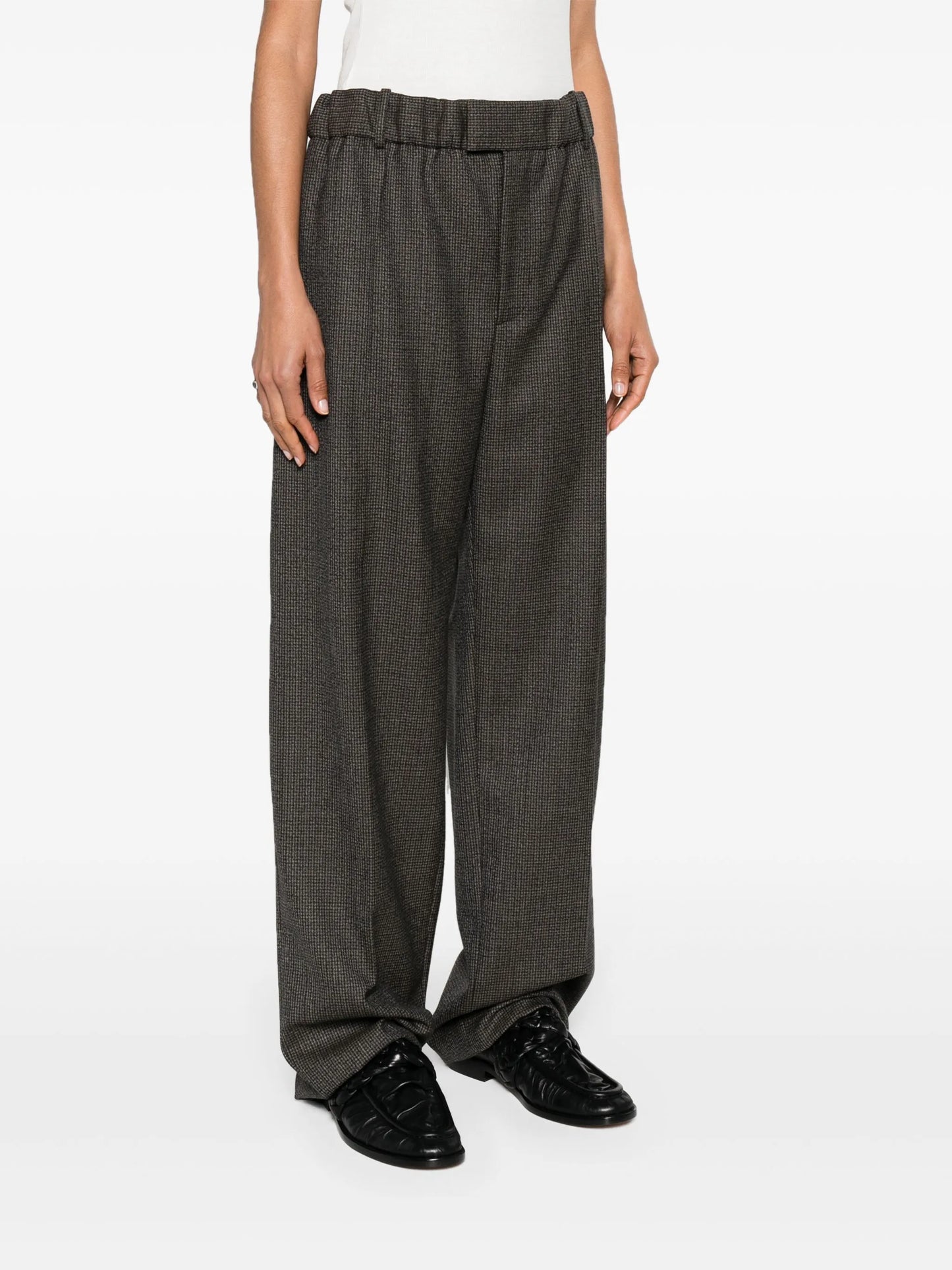 houndstooth wool tailored trousers