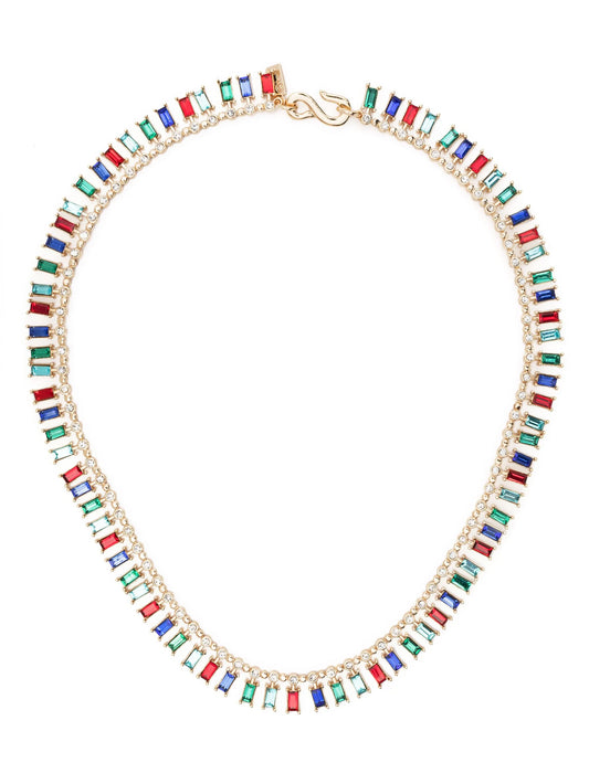 crystal-embellished baguette necklace