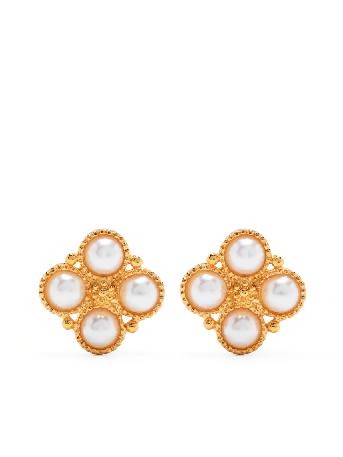 pearl-embellished polsihed-finish earrings