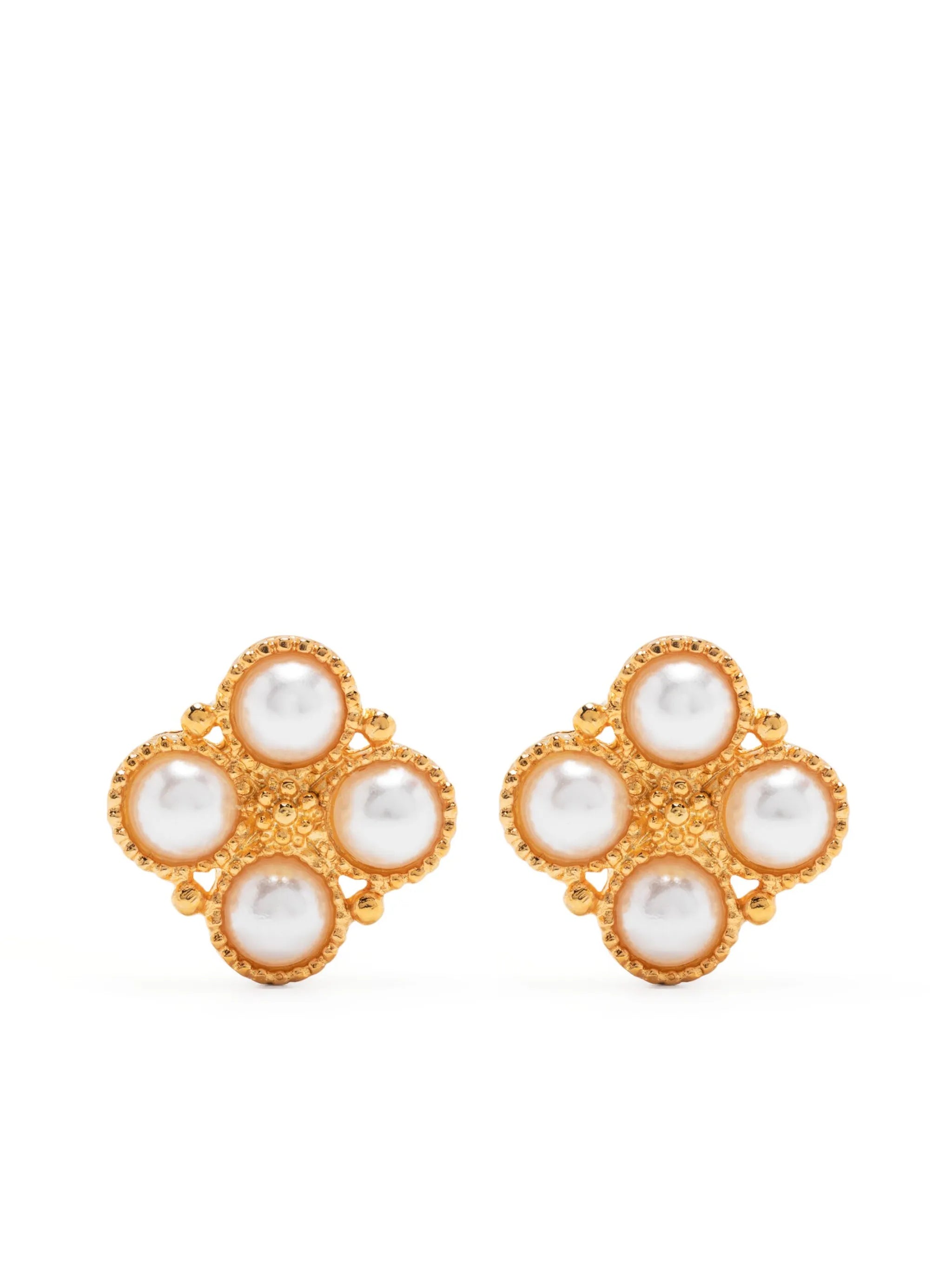 pearl-embellished polsihed-finish earrings