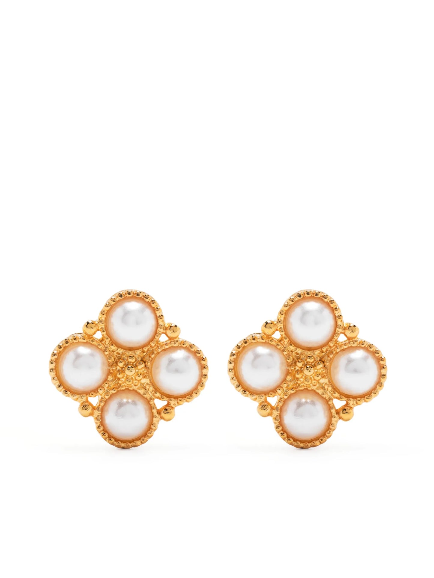 pearl-embellished polsihed-finish earrings