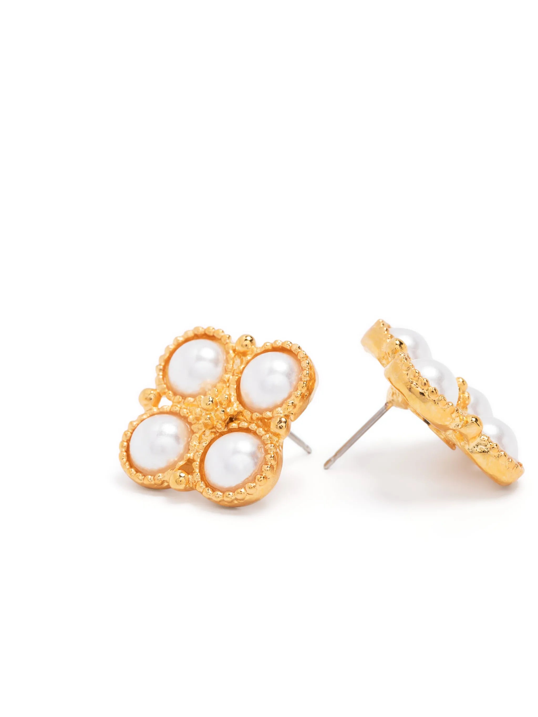 pearl-embellished polsihed-finish earrings