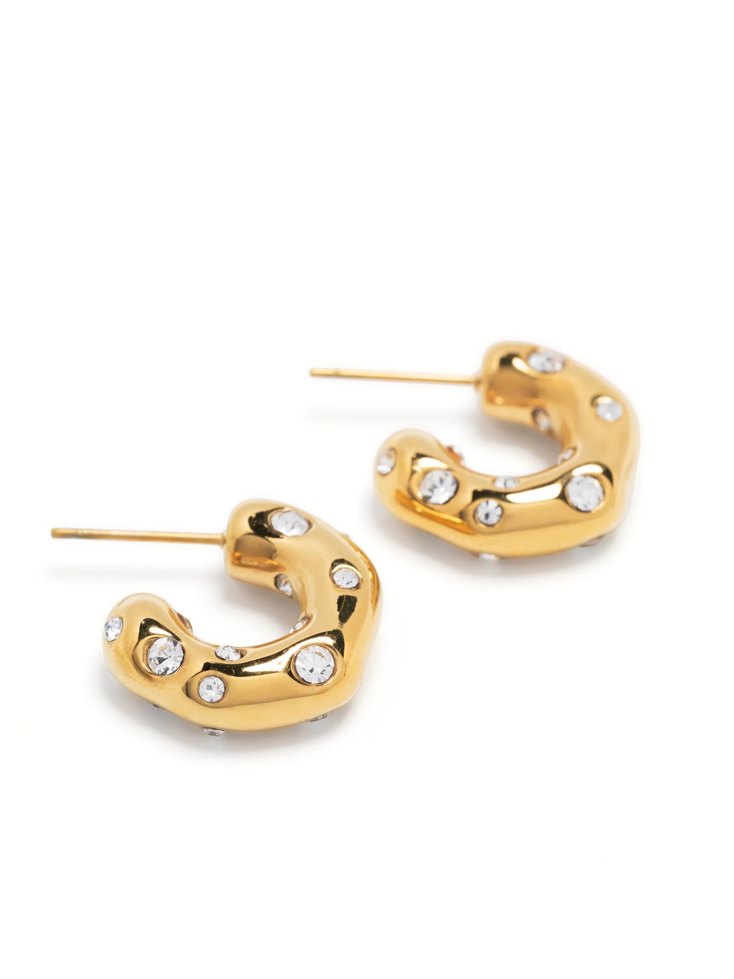 crystal-embellished tube hoop earrings