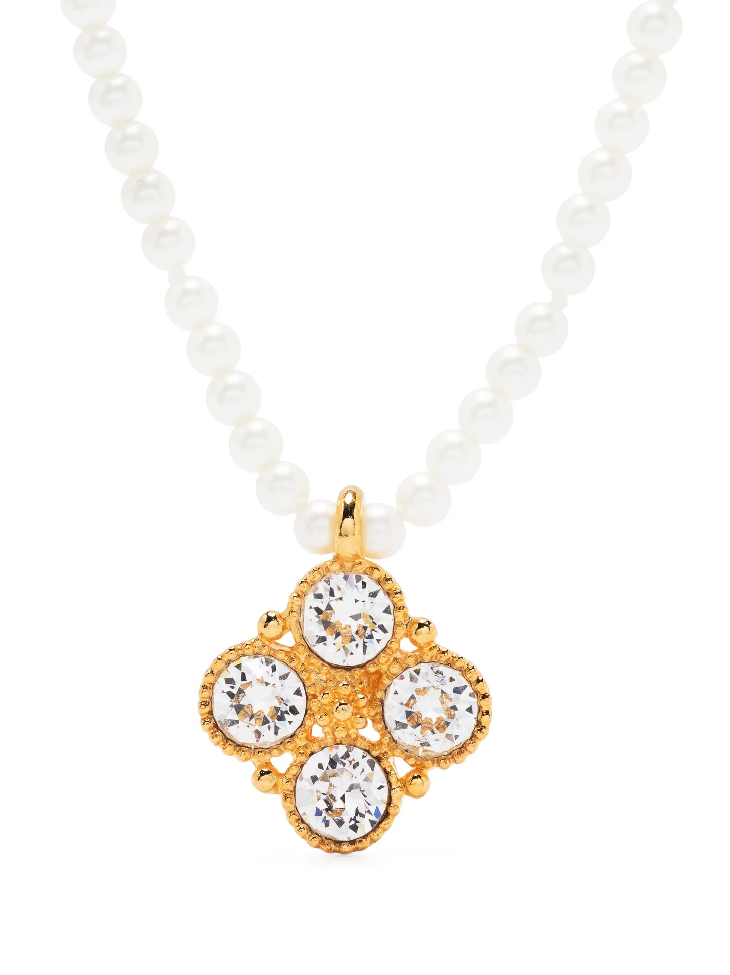 crystal-pendant pearl necklace