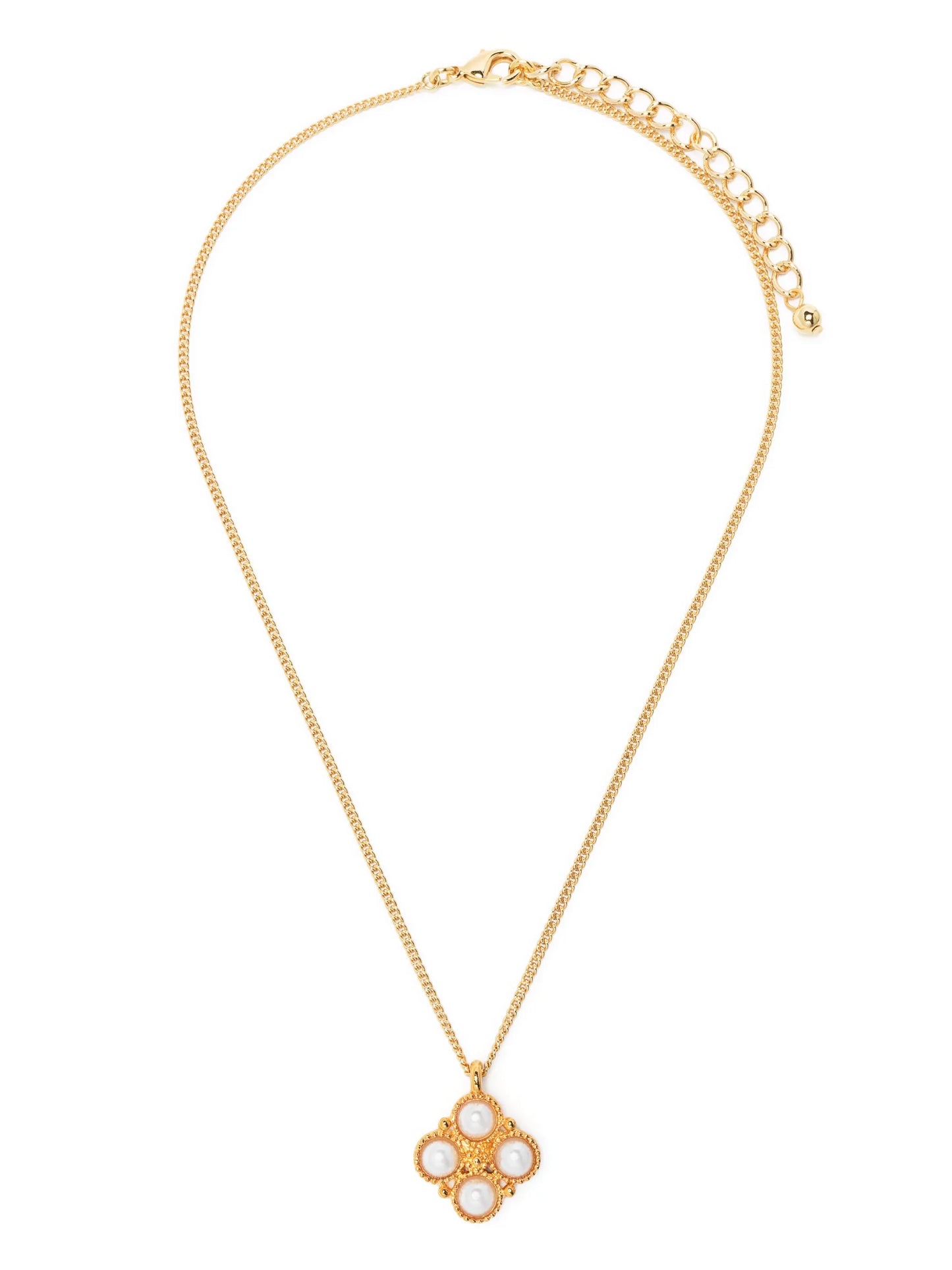 pearl-pendant cable-link necklace