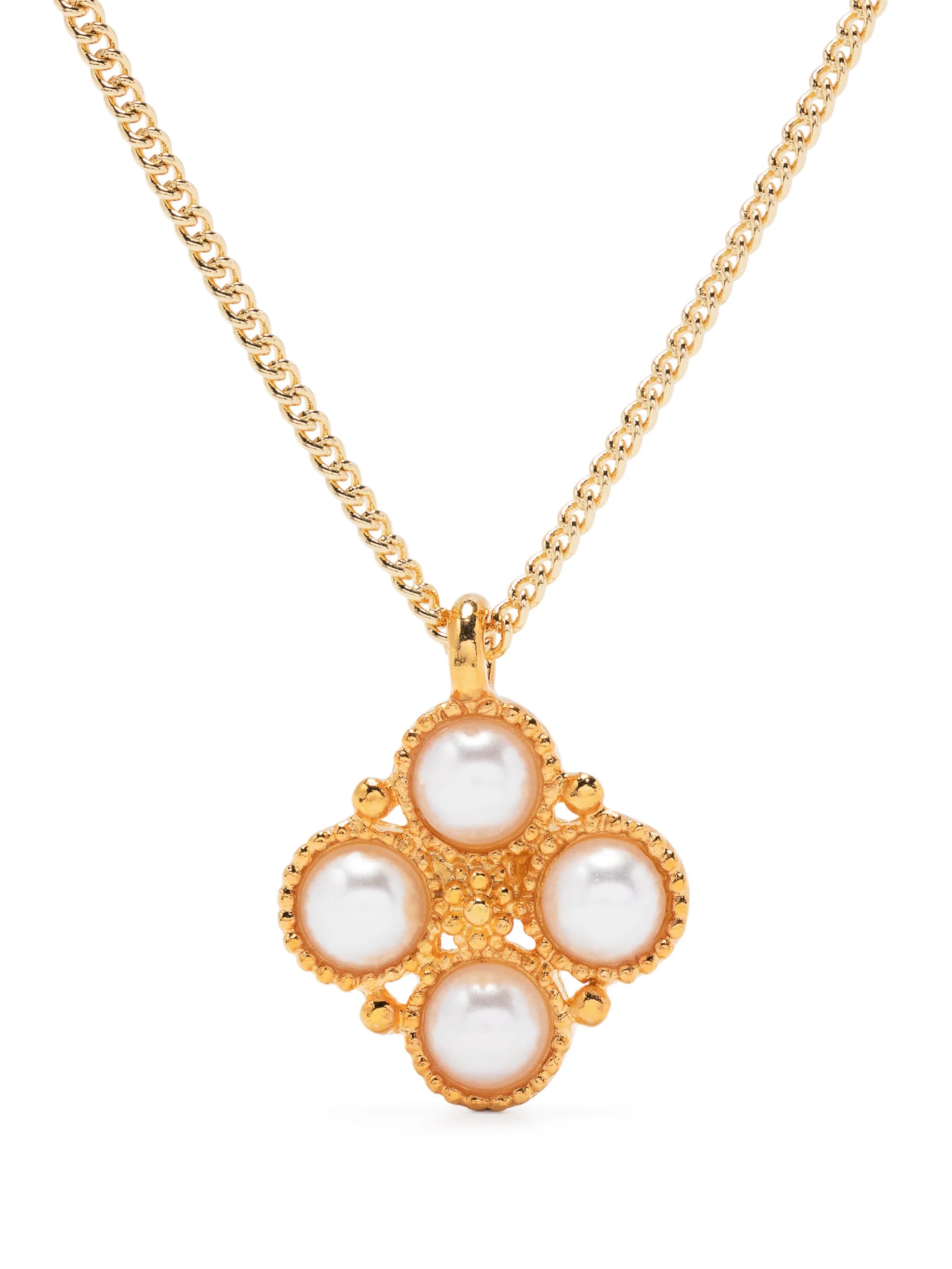 pearl-pendant cable-link necklace