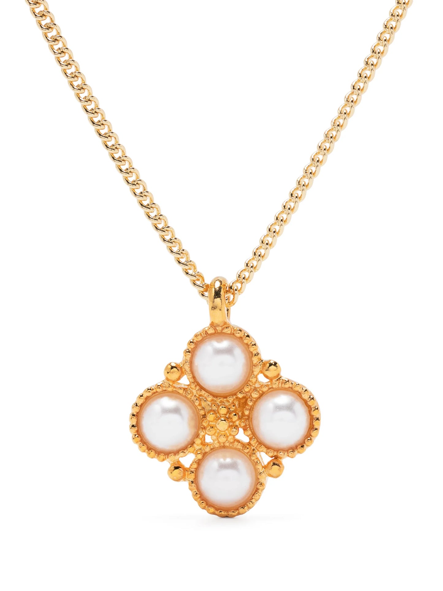 pearl-pendant cable-link necklace