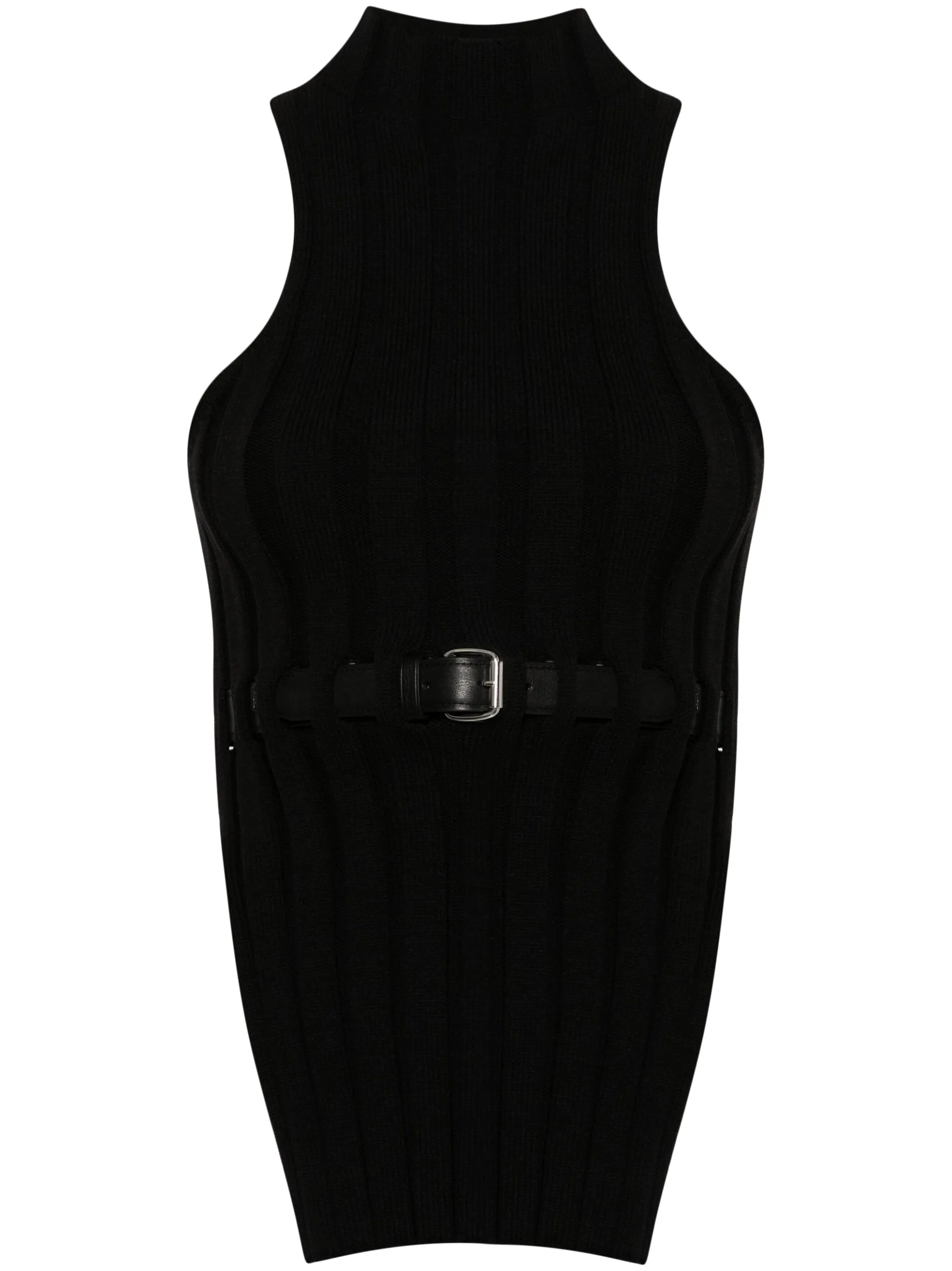 belted wide-rib tank top