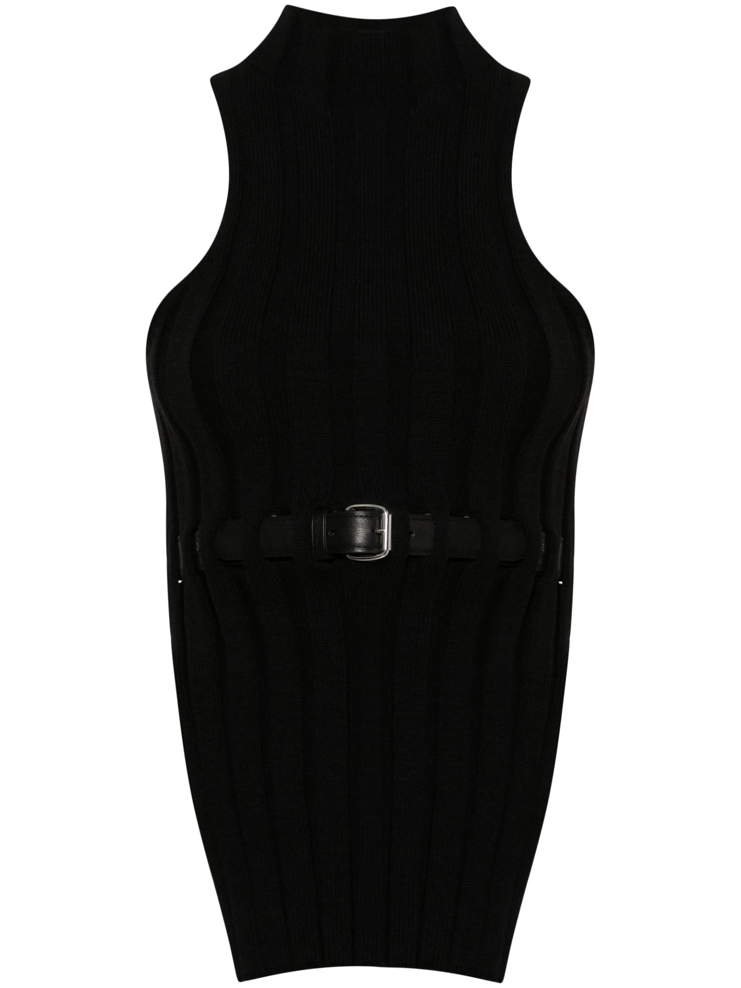 belted wide-rib tank top