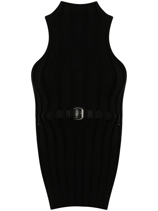 belted wide-rib tank top