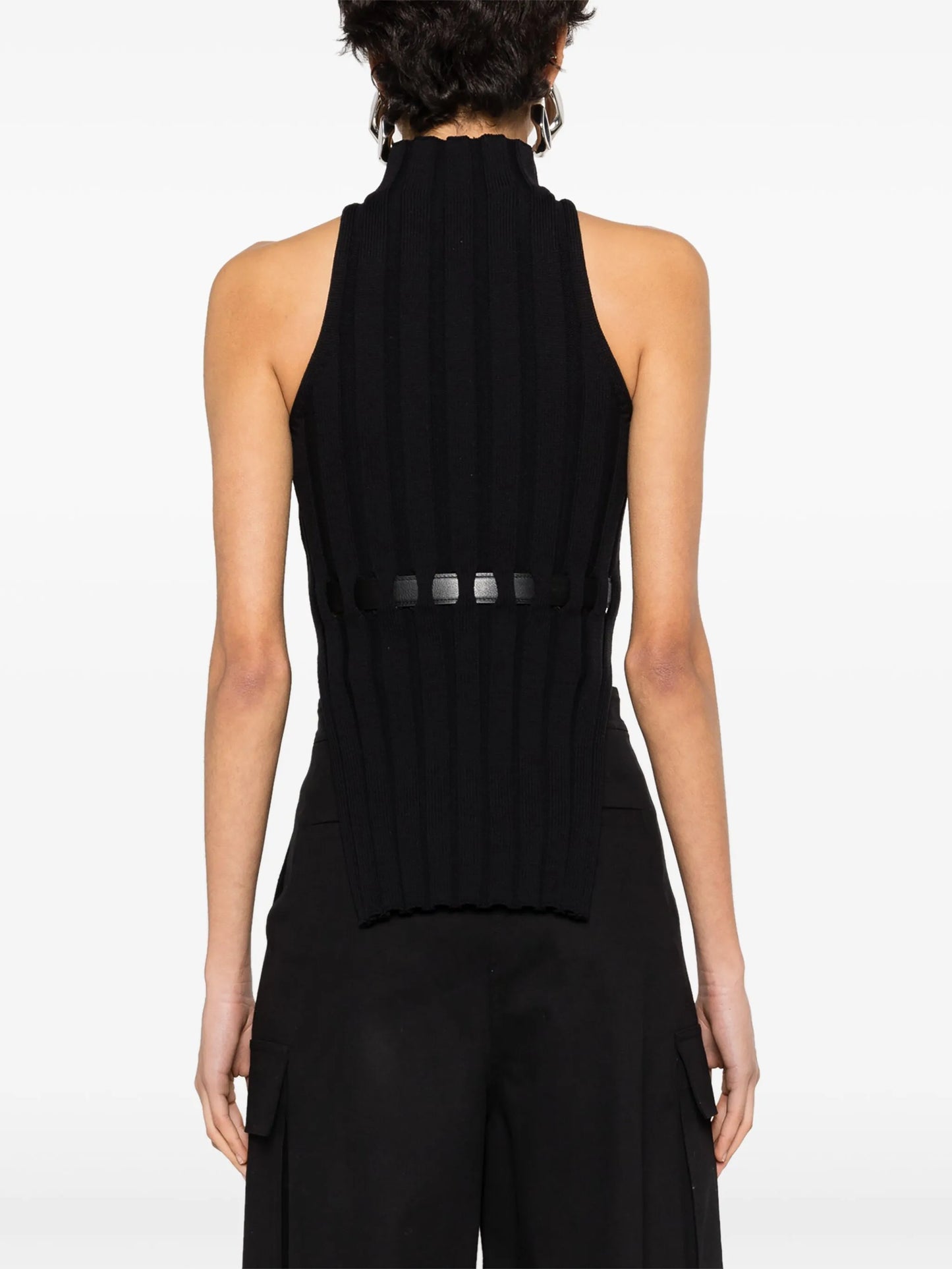 belted wide-rib tank top