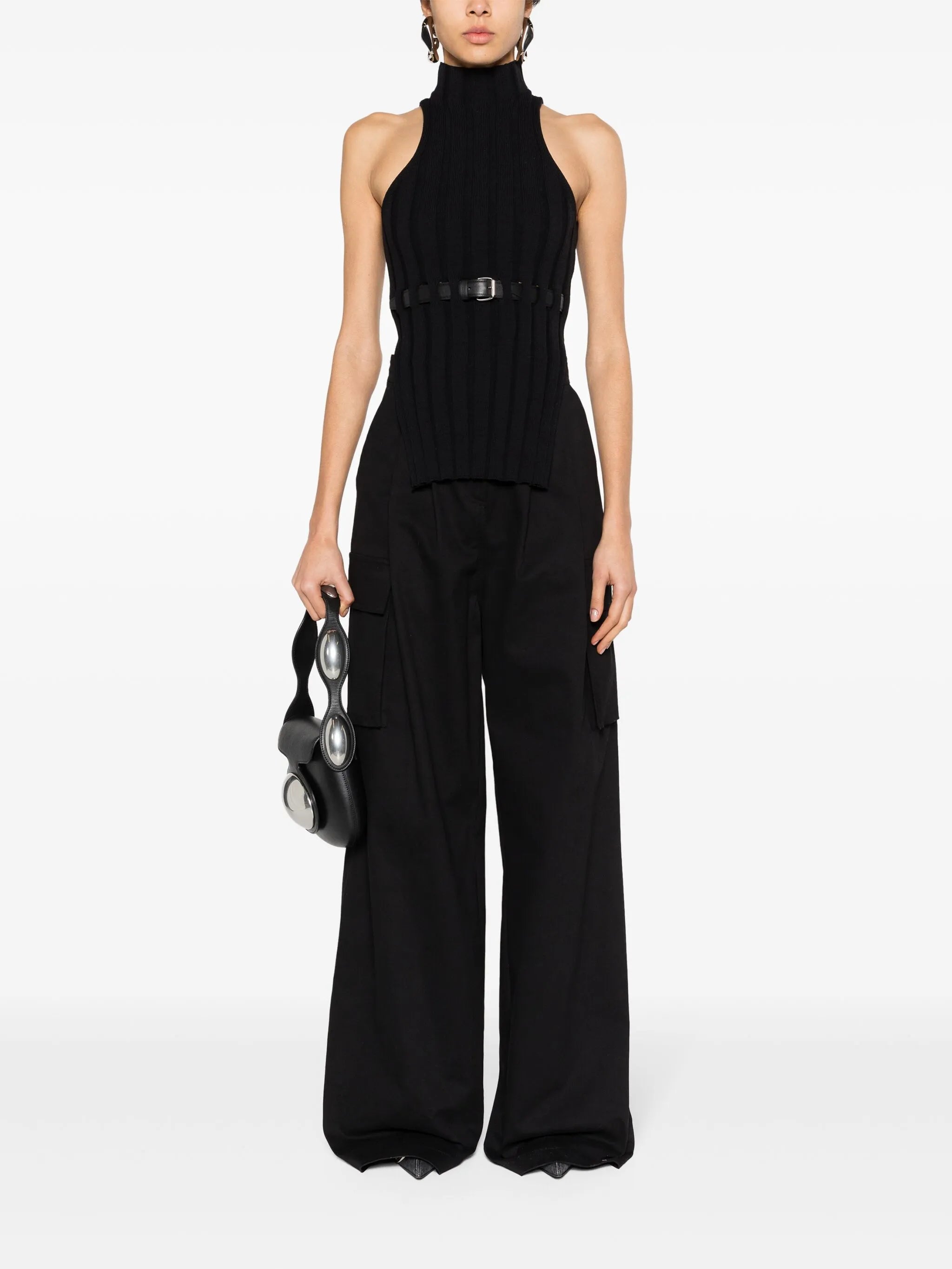 belted wide-rib tank top