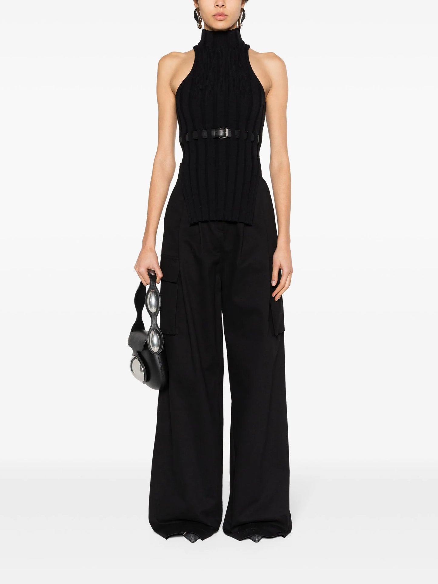 belted wide-rib tank top