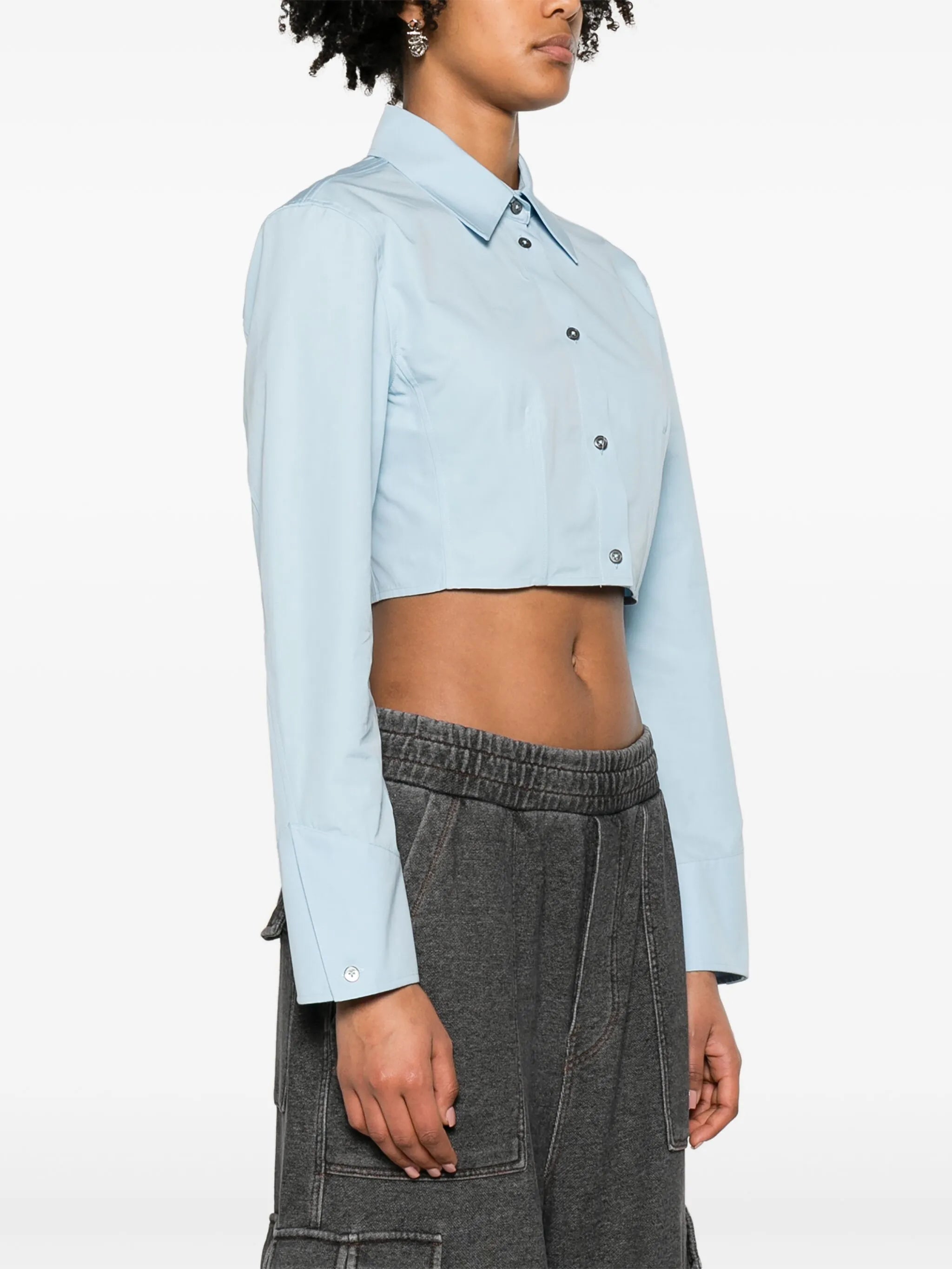 boned-waist cotton shirt