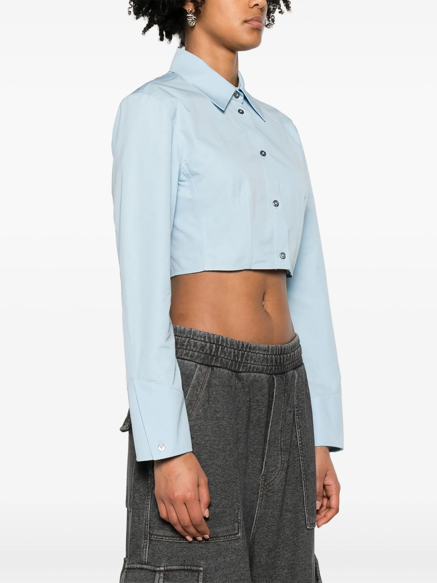 boned-waist cotton shirt