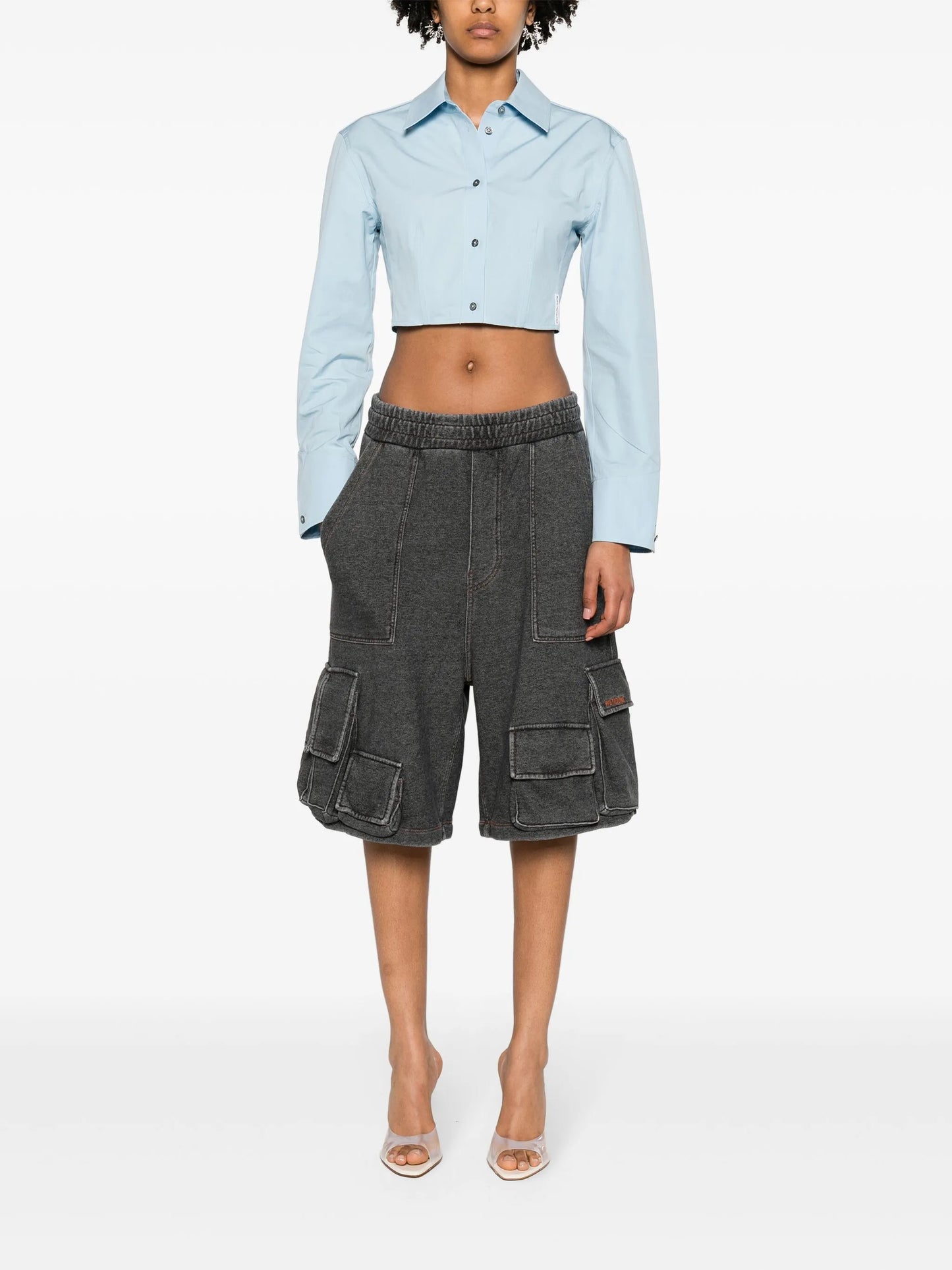 boned-waist cotton shirt