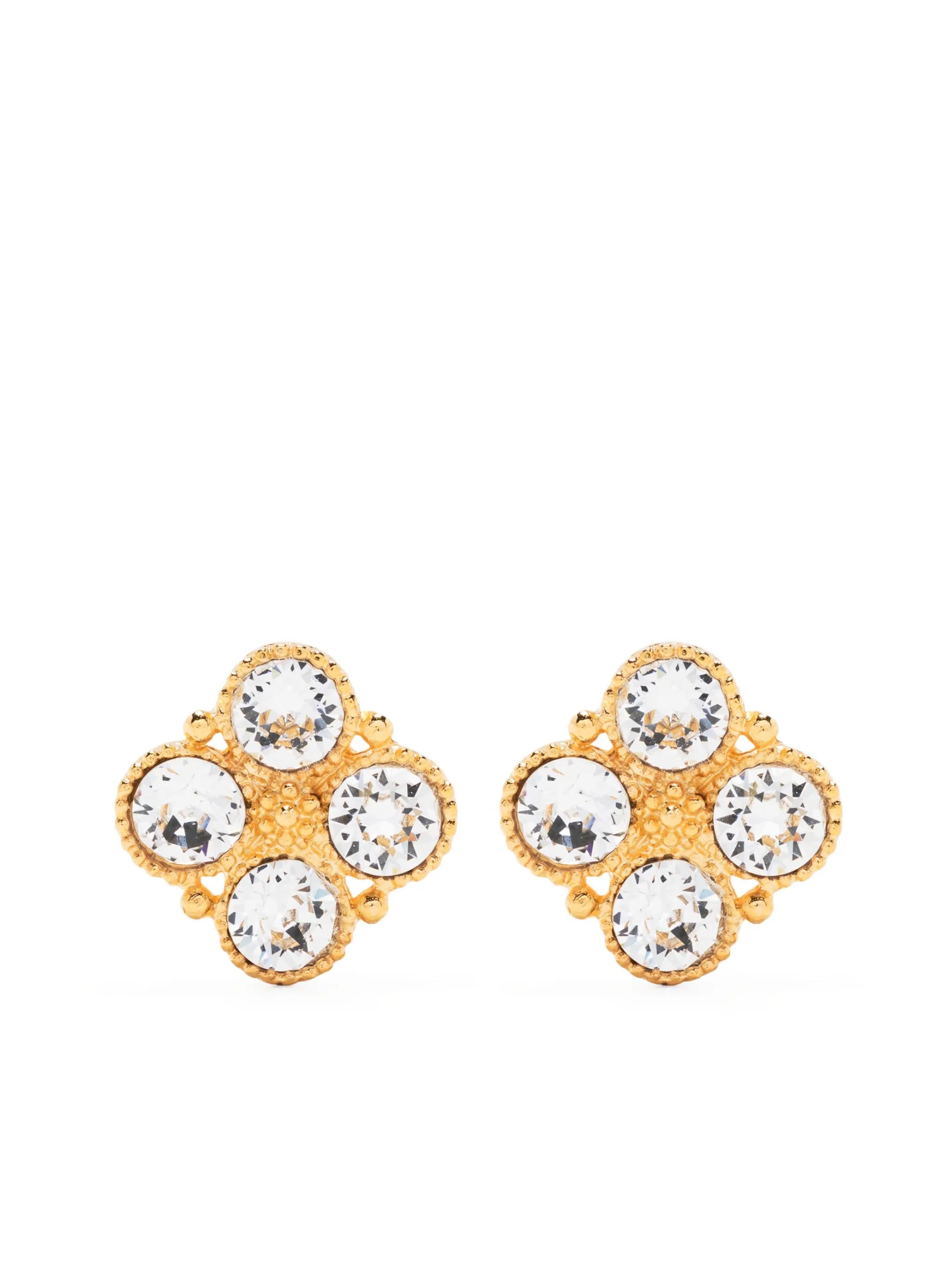 crystal-embellished faceted-finish earrings