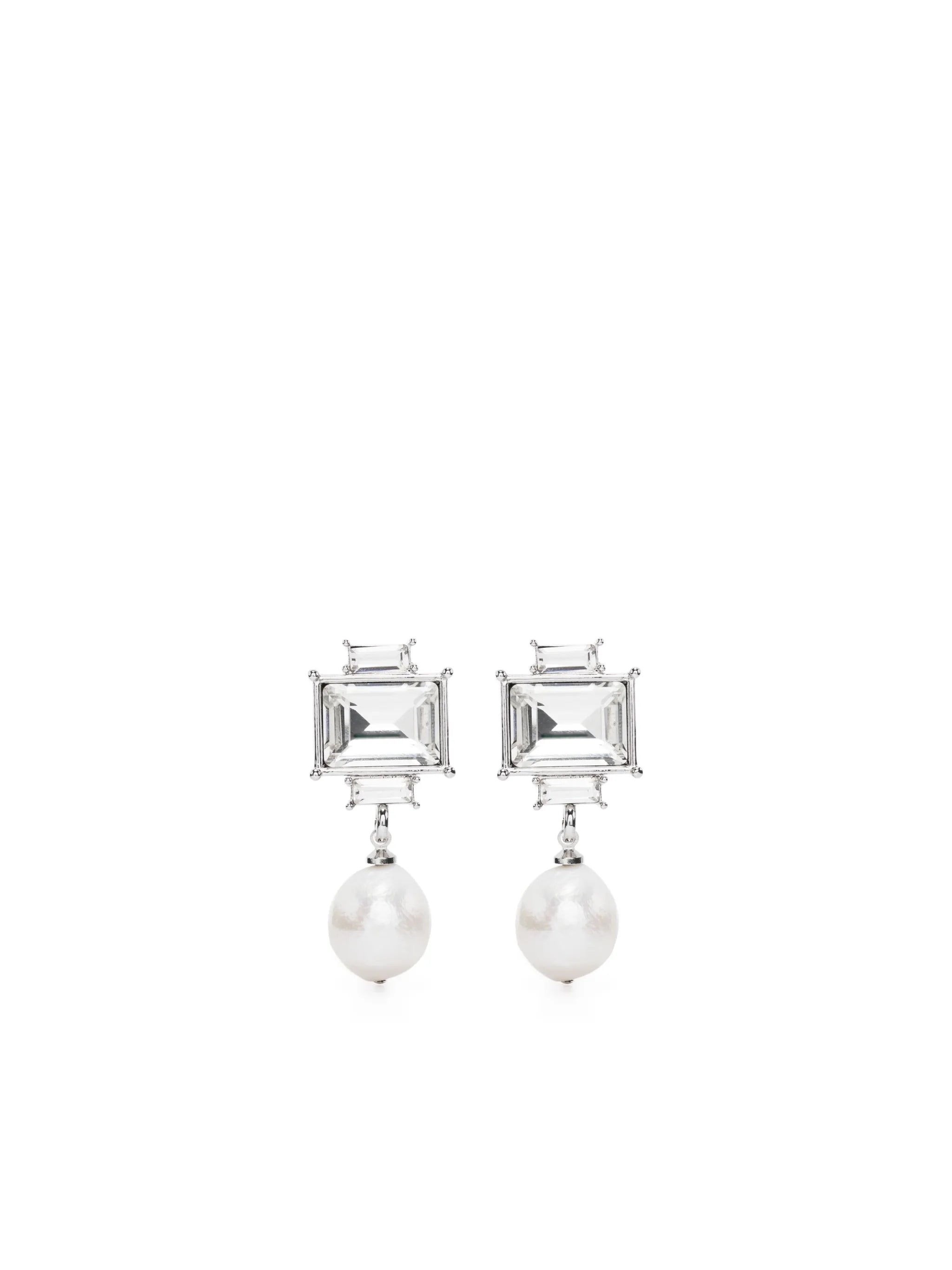 pearl-pendant crystal-embellished drop earrings