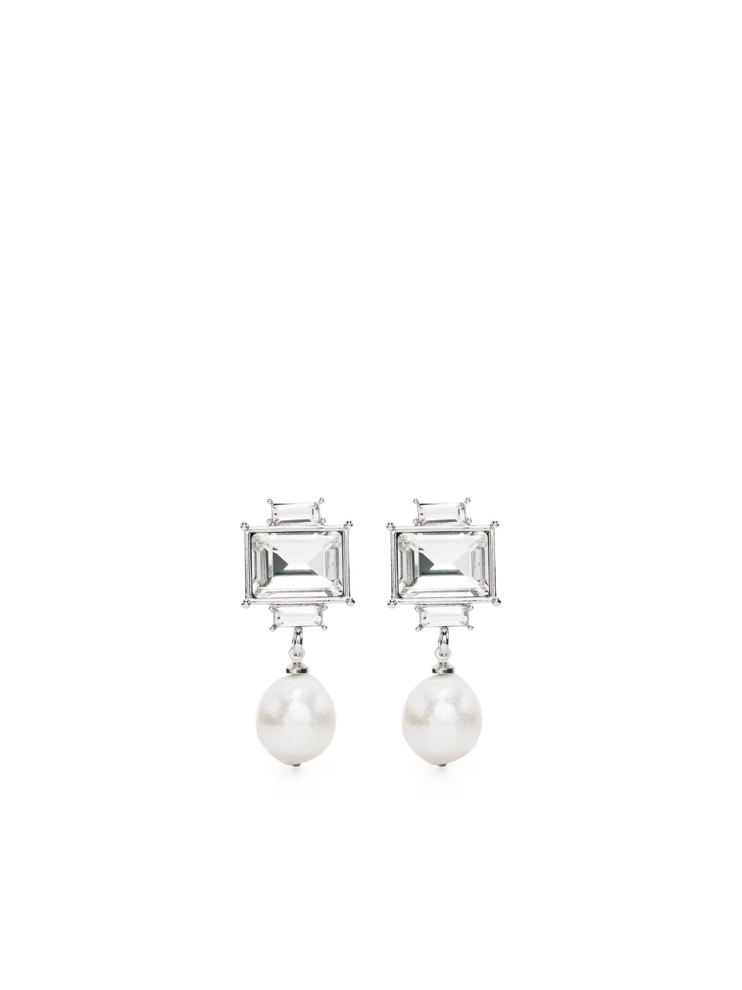 pearl-pendant crystal-embellished drop earrings