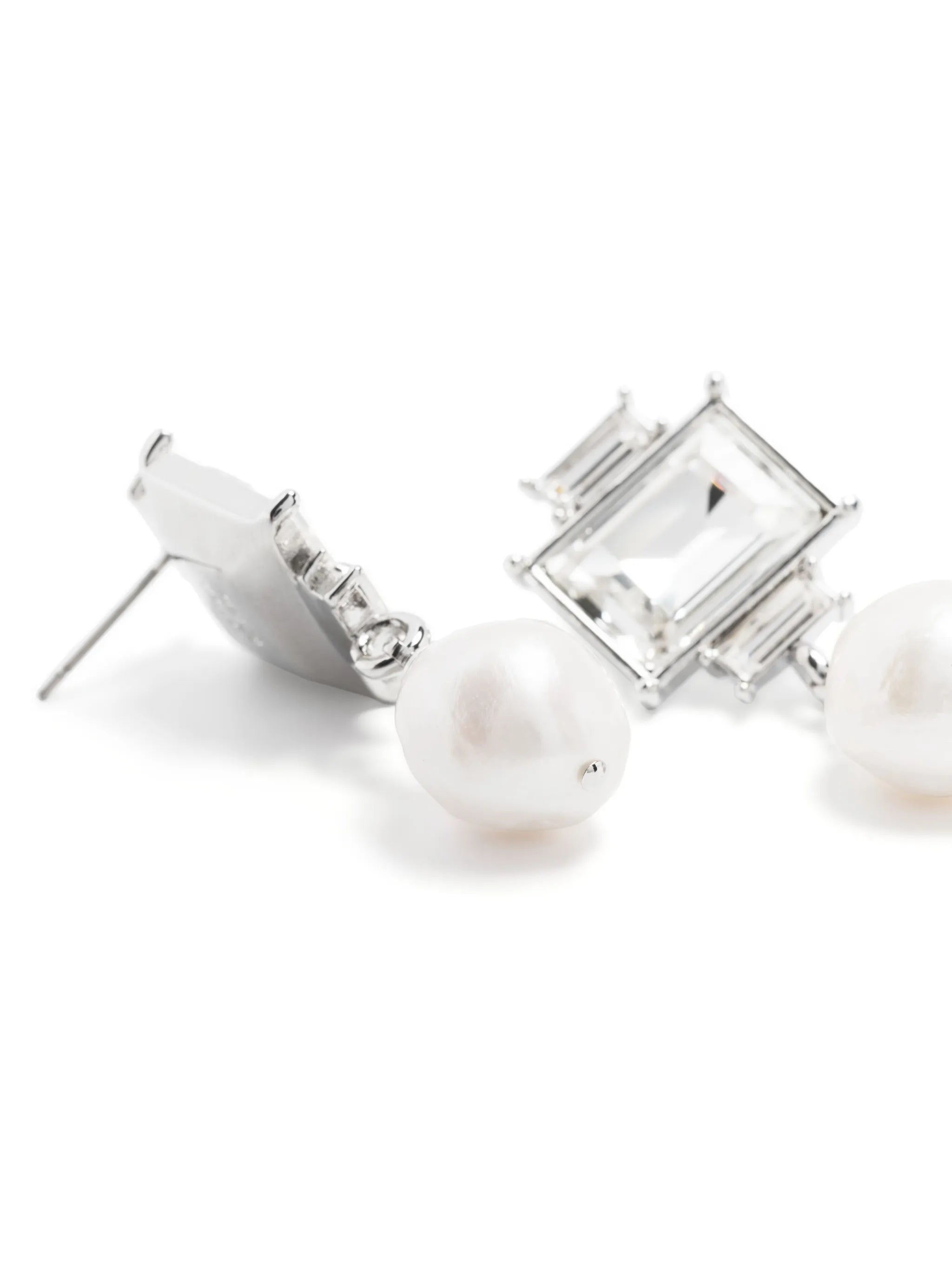 pearl-pendant crystal-embellished drop earrings