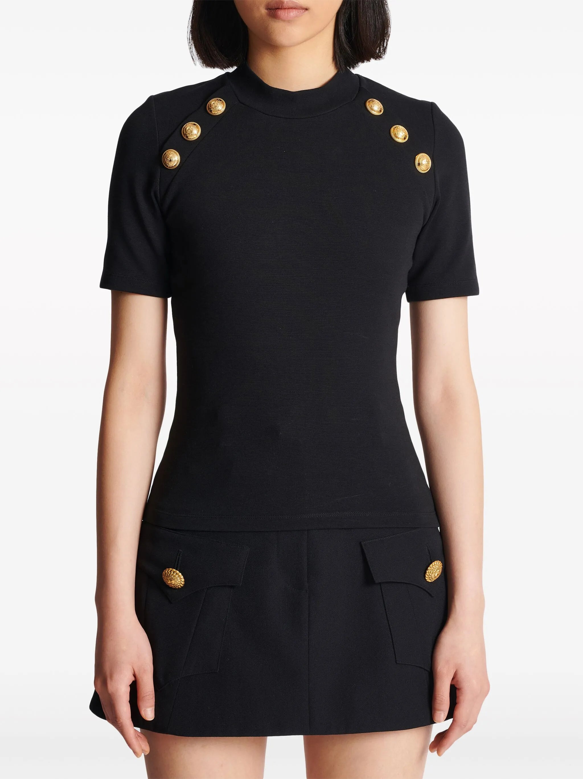 6-Button raglan-sleeve T-shirt