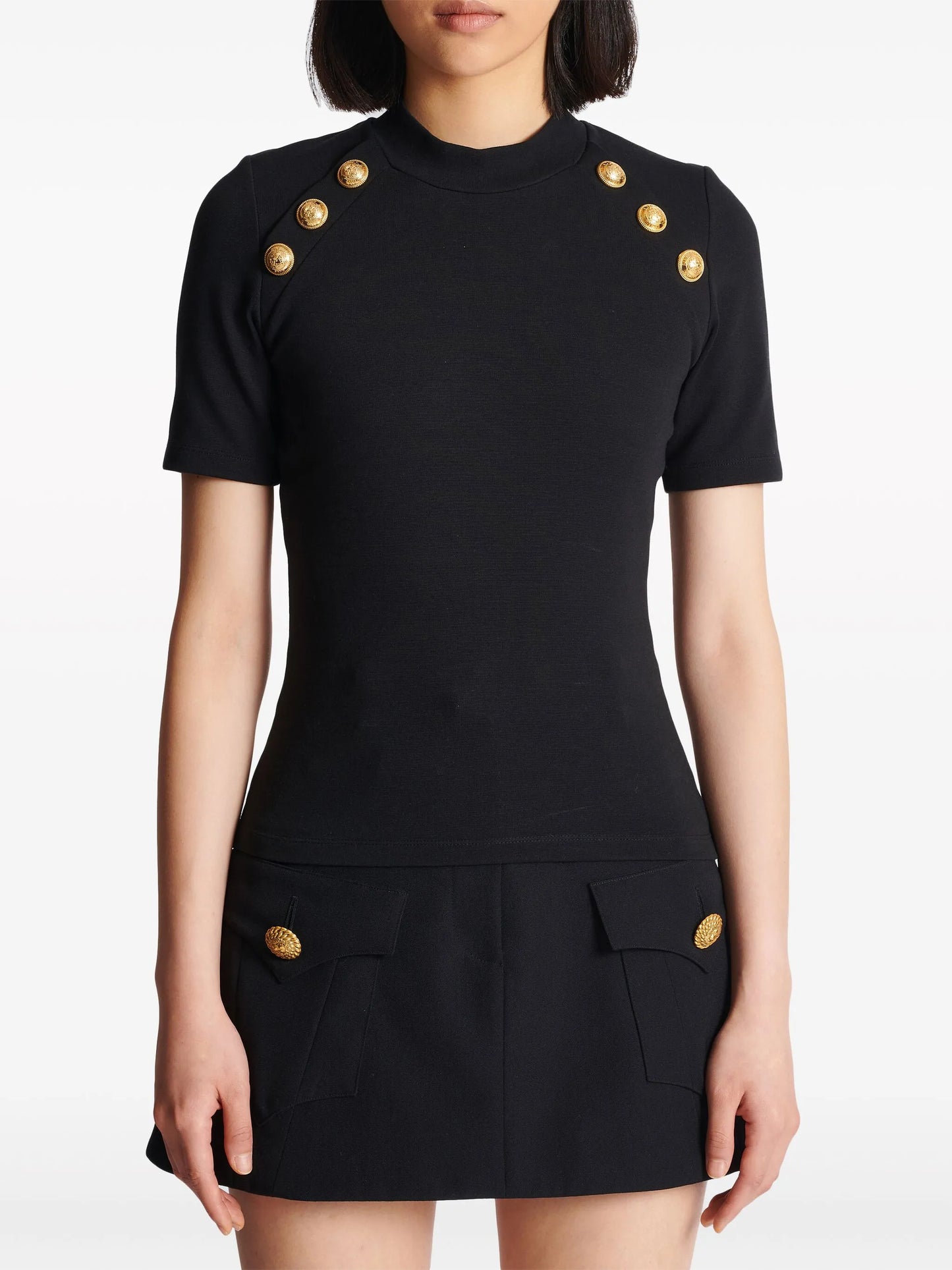 6-Button raglan-sleeve T-shirt