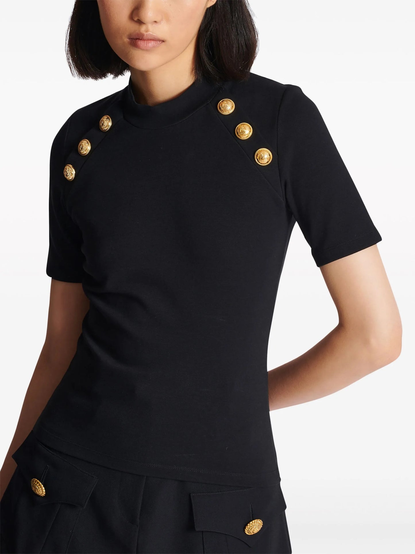 6-Button raglan-sleeve T-shirt