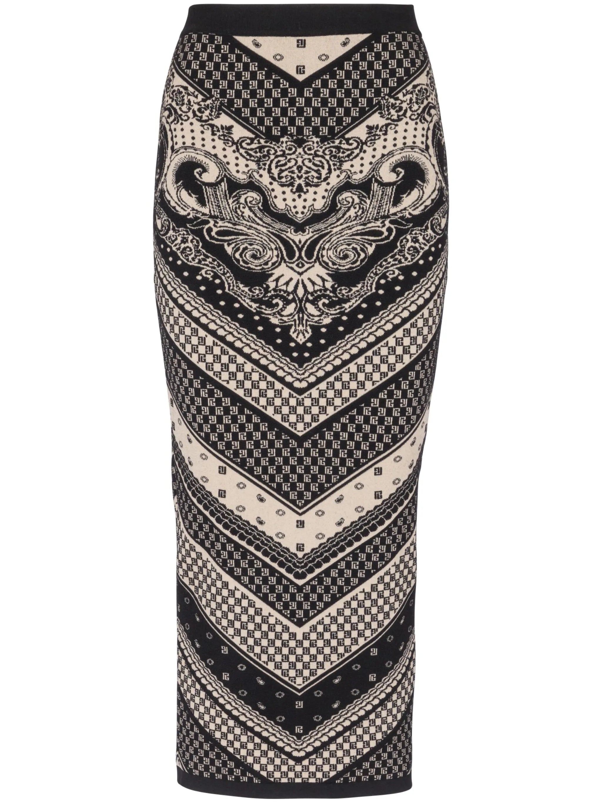 monogram-pattern knitted pencil skirt