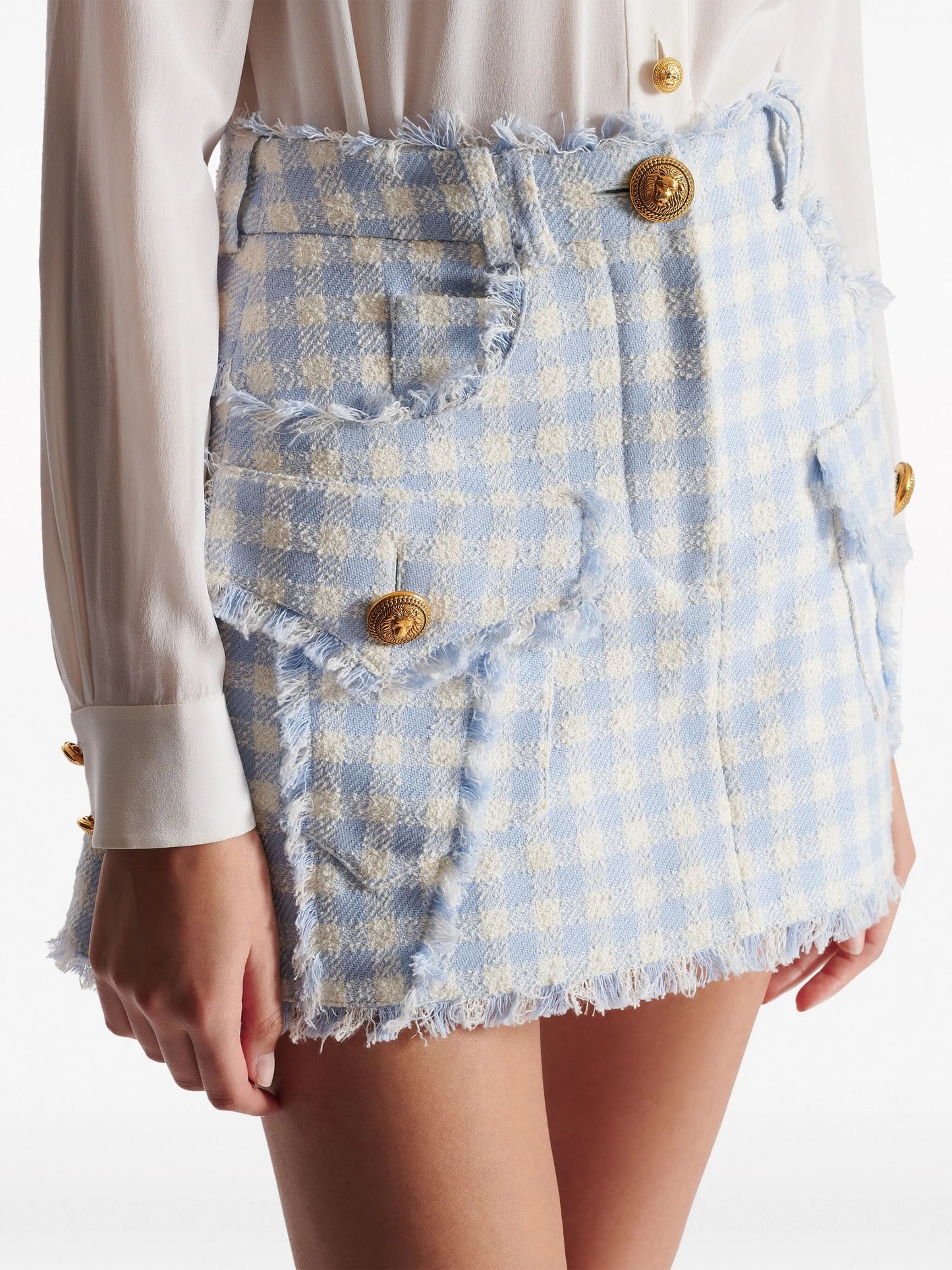 gingham-pattern A-line miniskirt