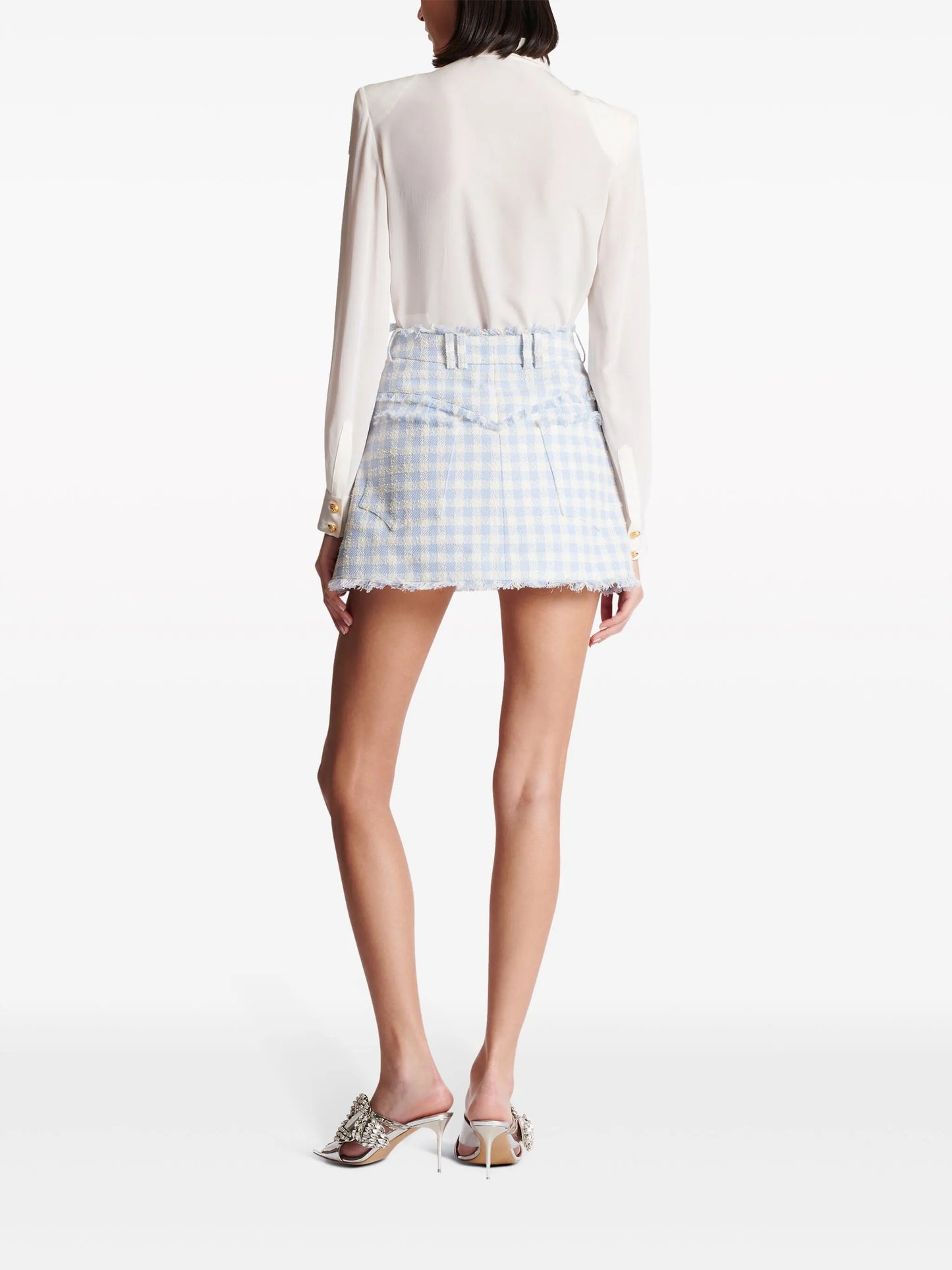 gingham-pattern A-line miniskirt