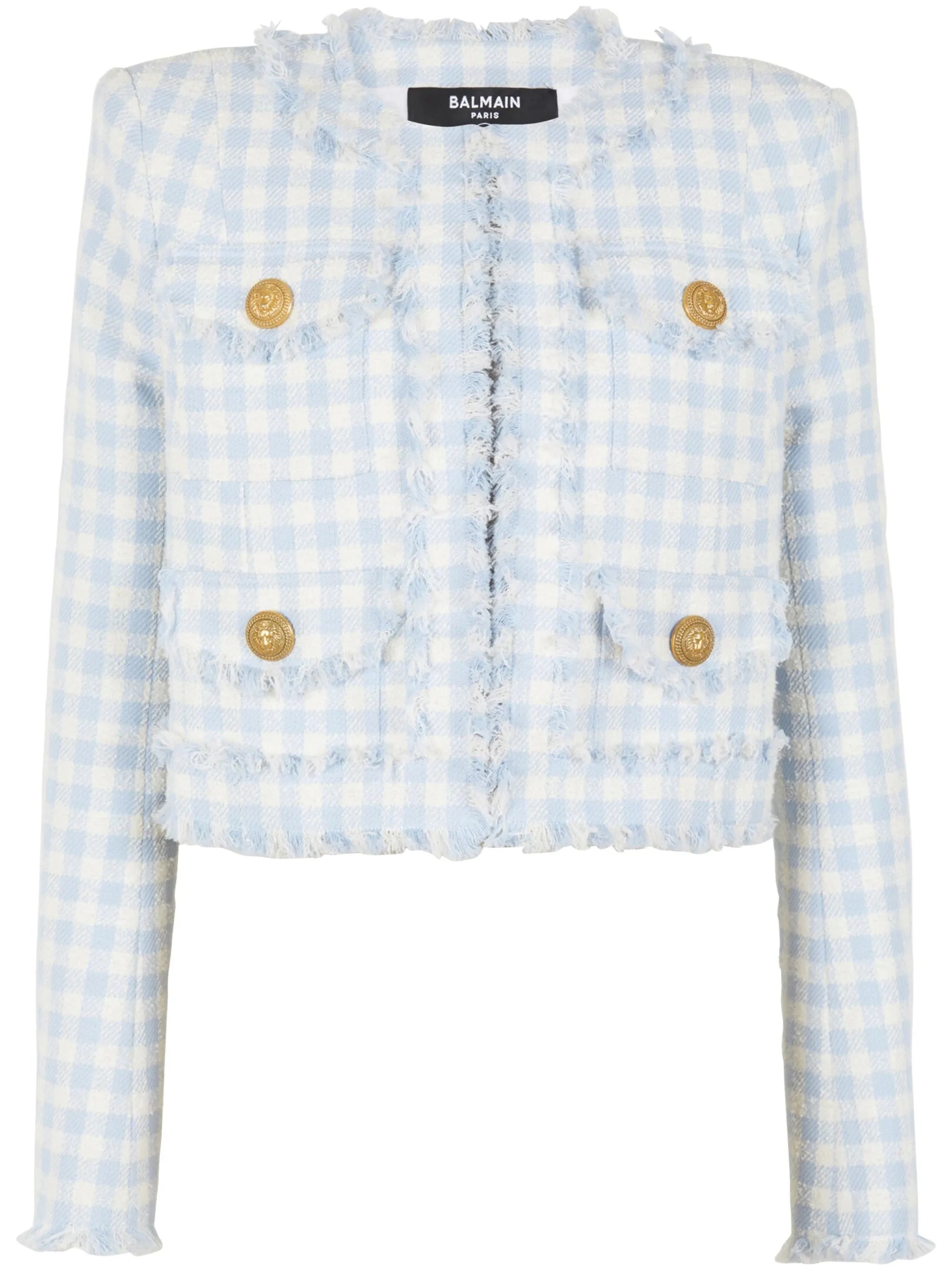 gingham tweed jacket