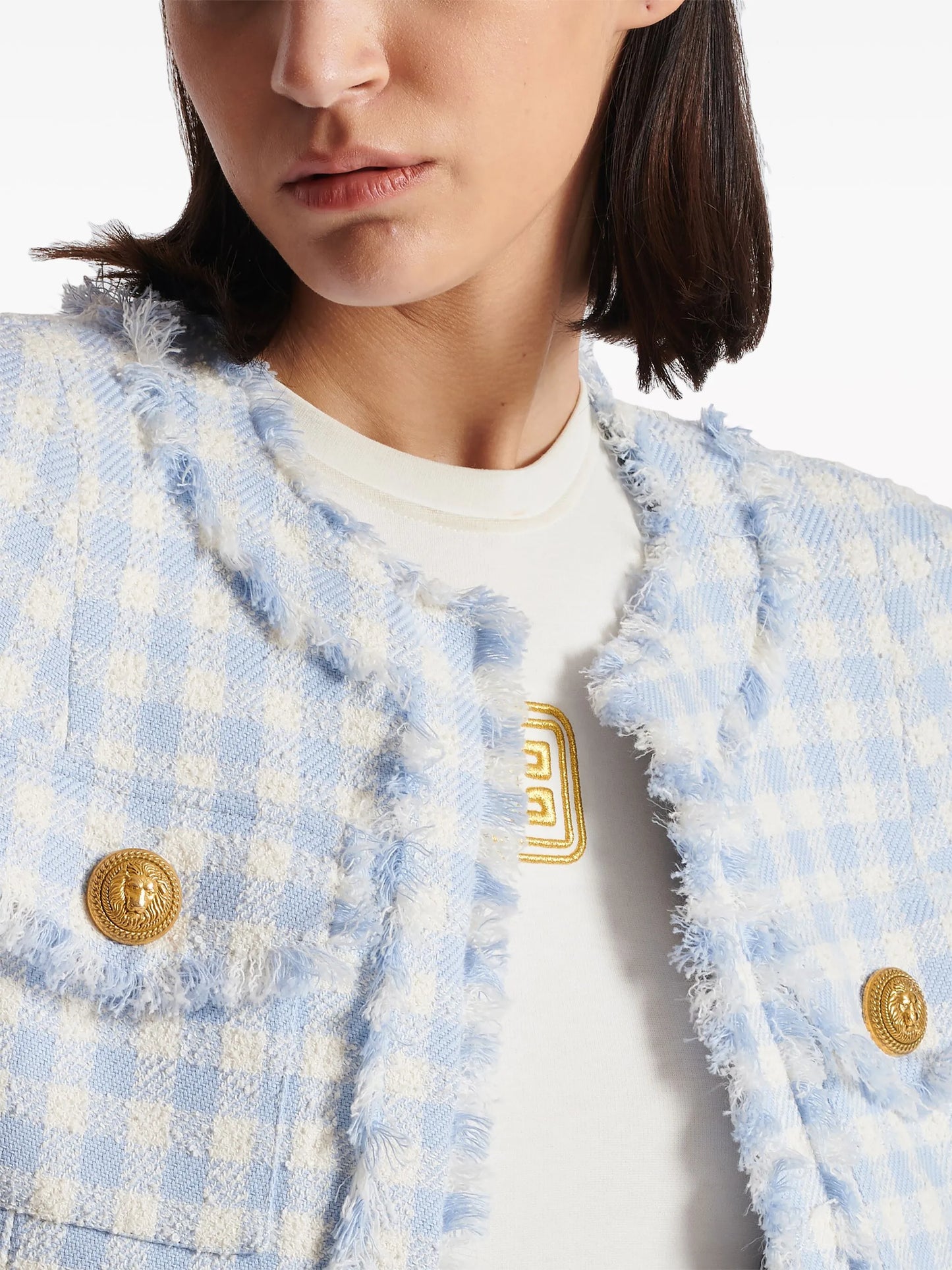 gingham tweed jacket