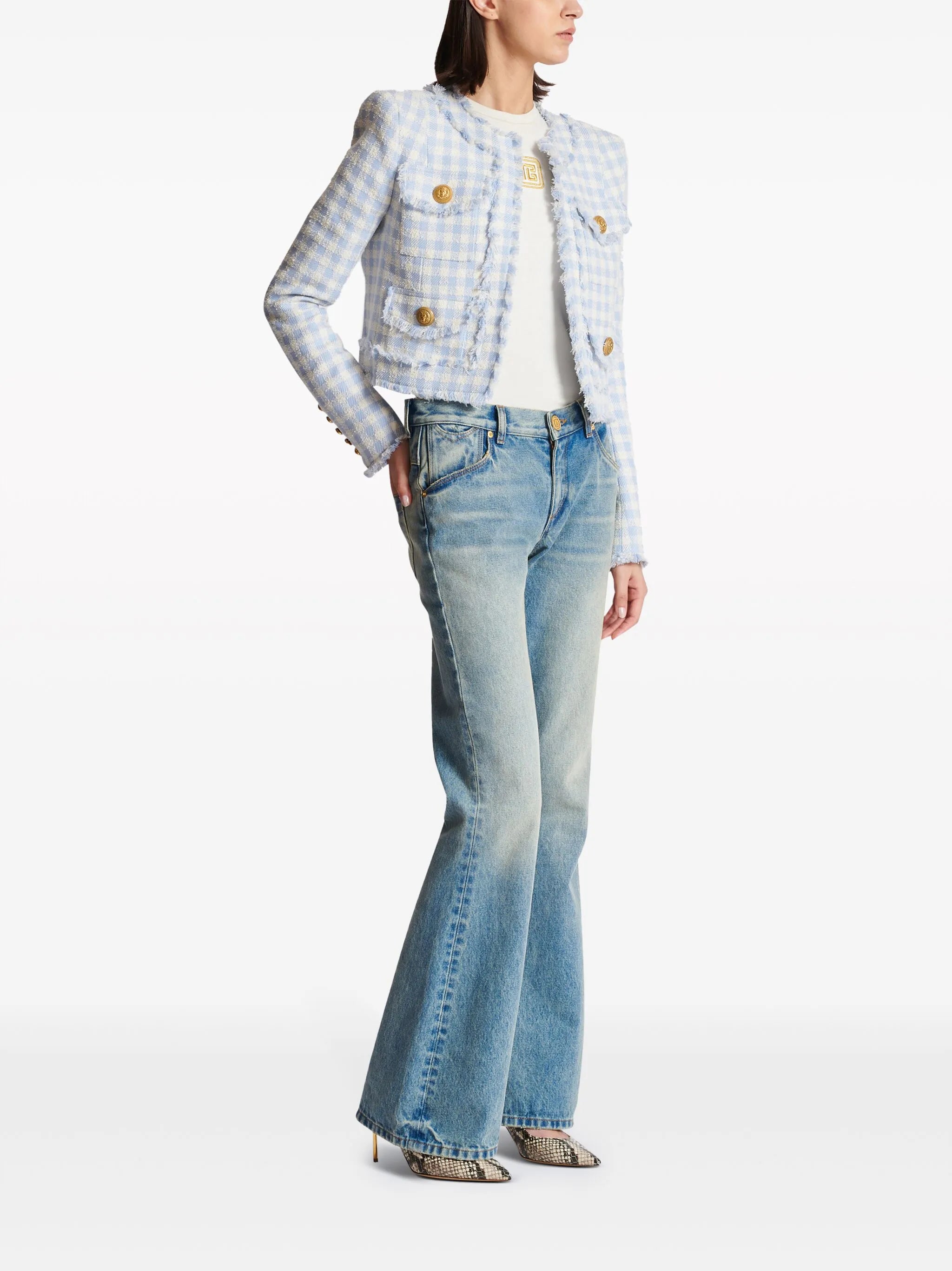 gingham tweed jacket
