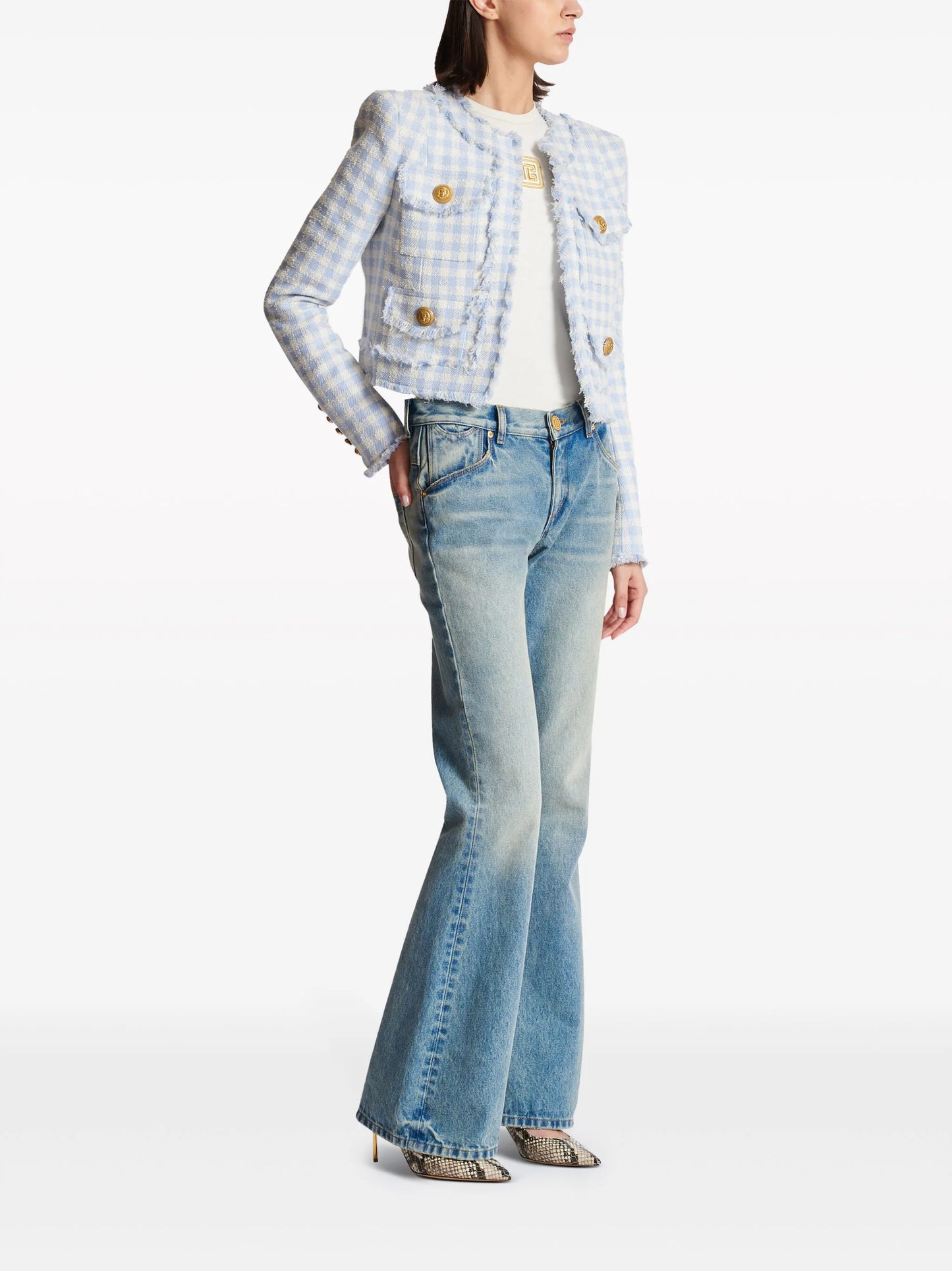 gingham tweed jacket
