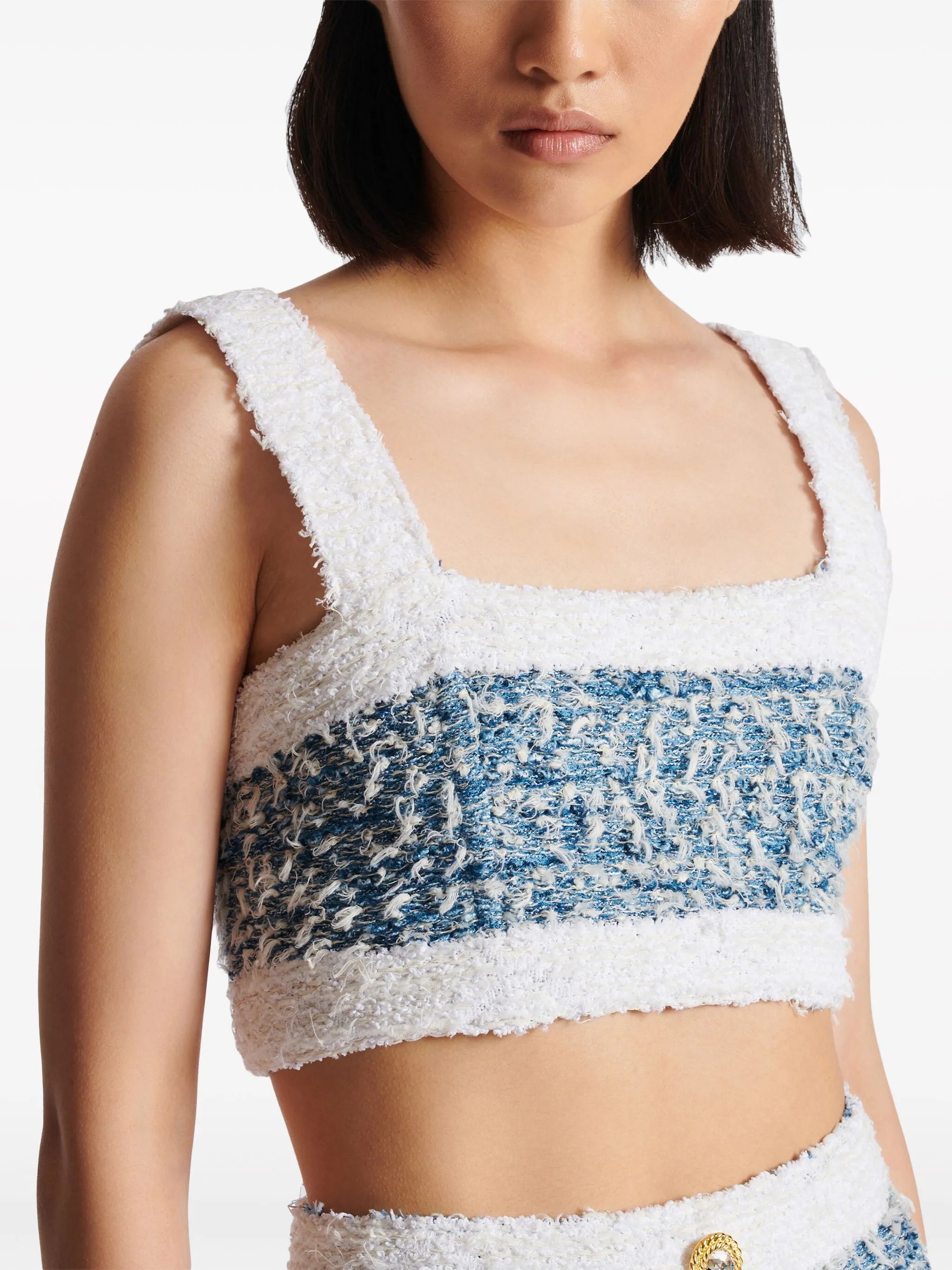 denim tweed crop top