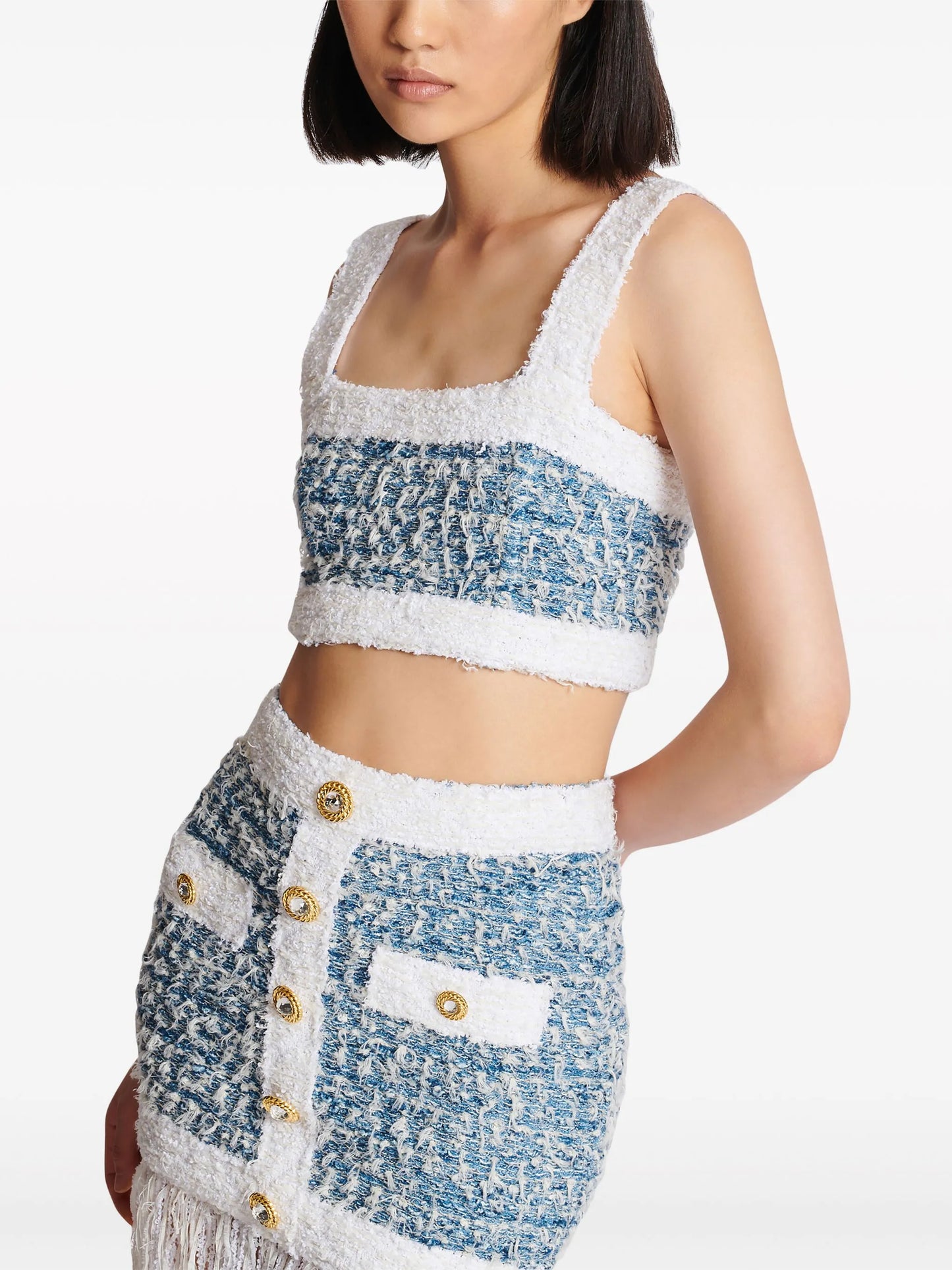 denim tweed crop top