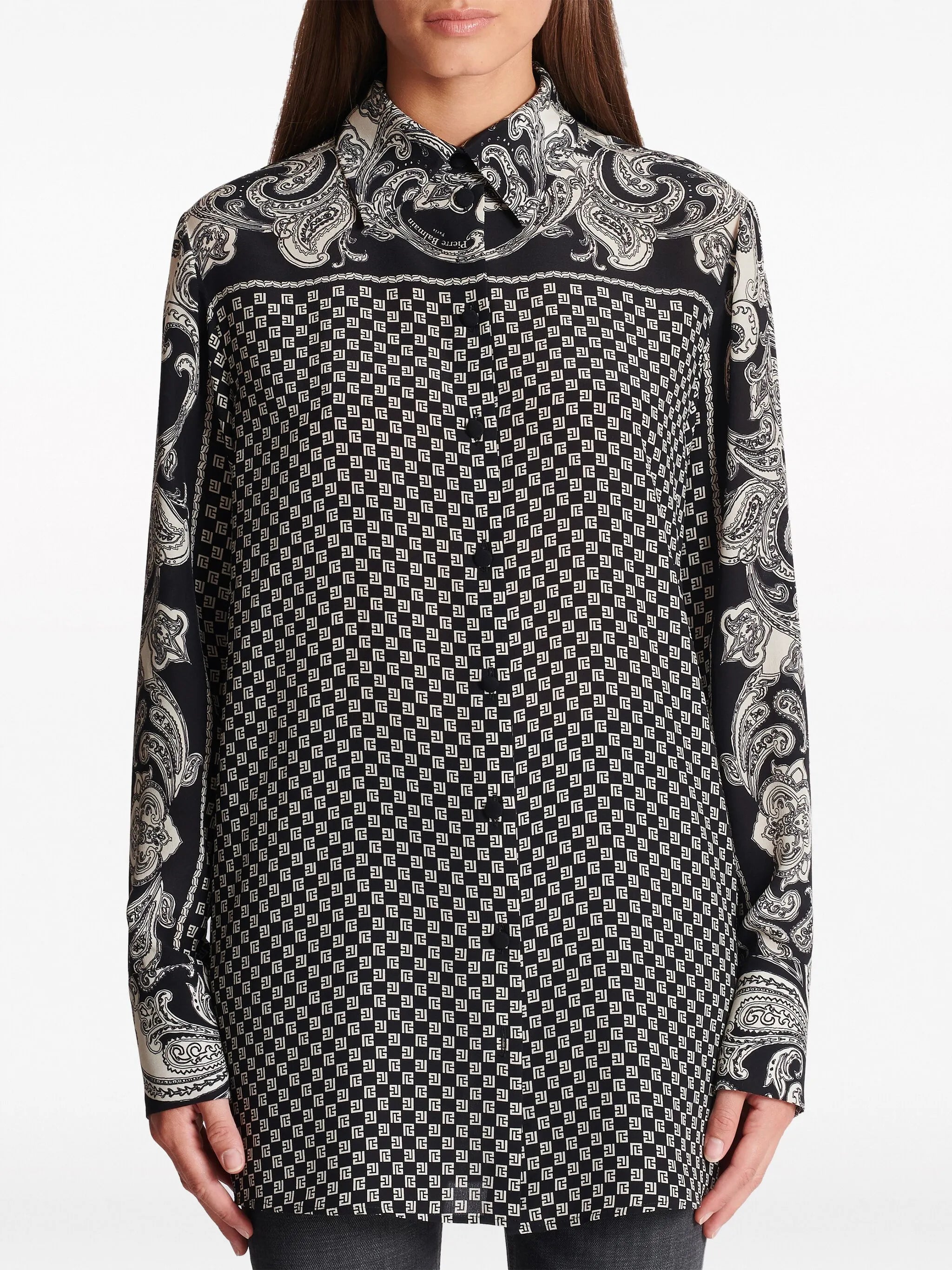 paisley-print silk shirt