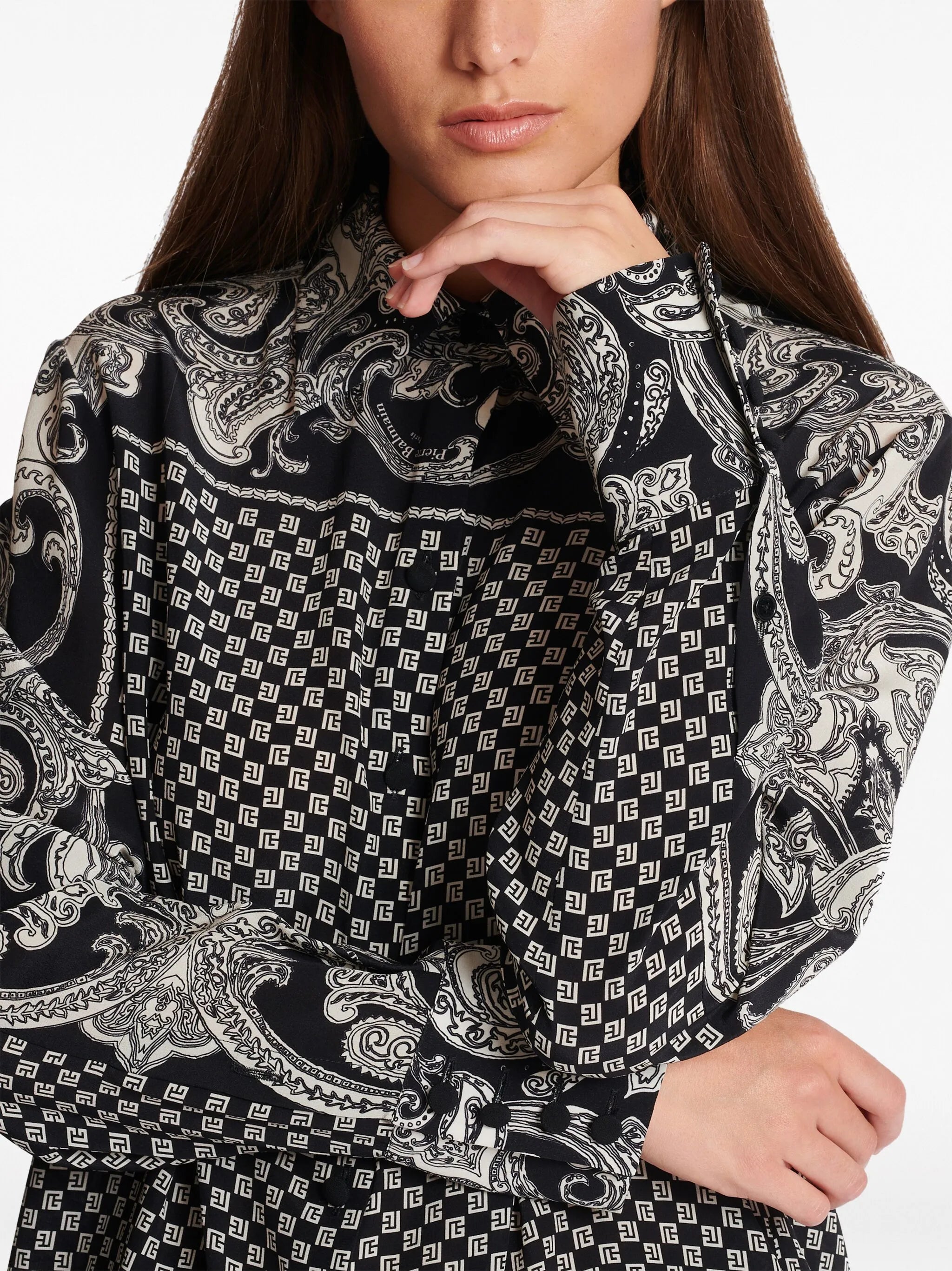 paisley-print silk shirt