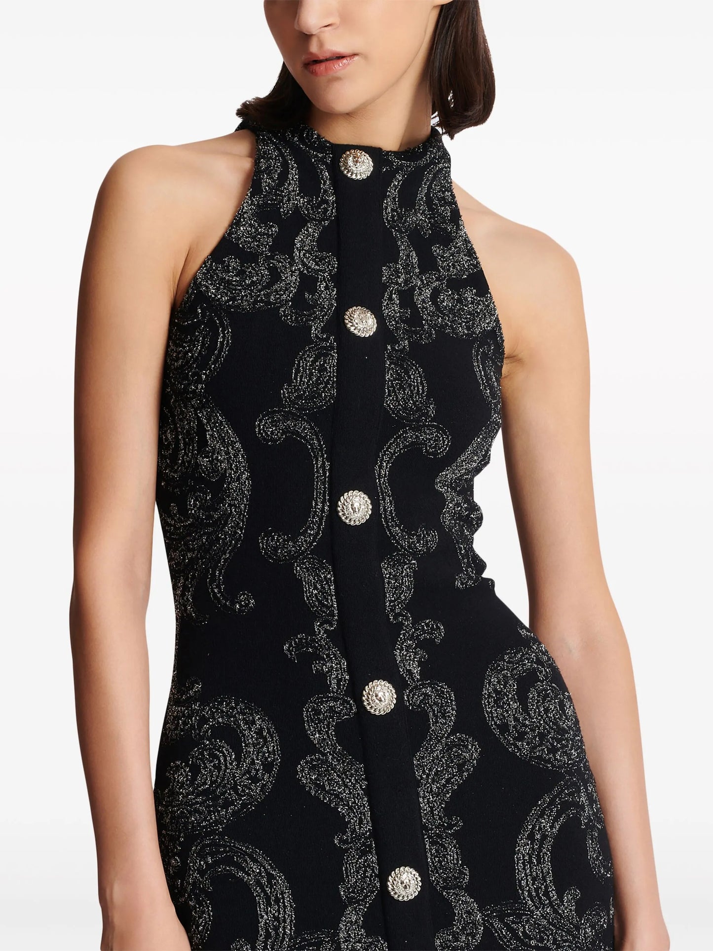 paisley-pattern halterneck minidress
